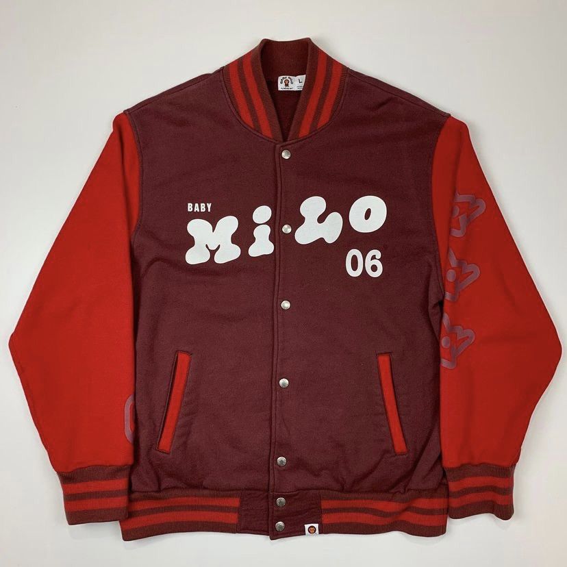 Bape 2006 Baby Milo Cotton Varsity in Tonal Reds ❤️ Size US L / EU 52-54 / 3 - 3 Thumbnail