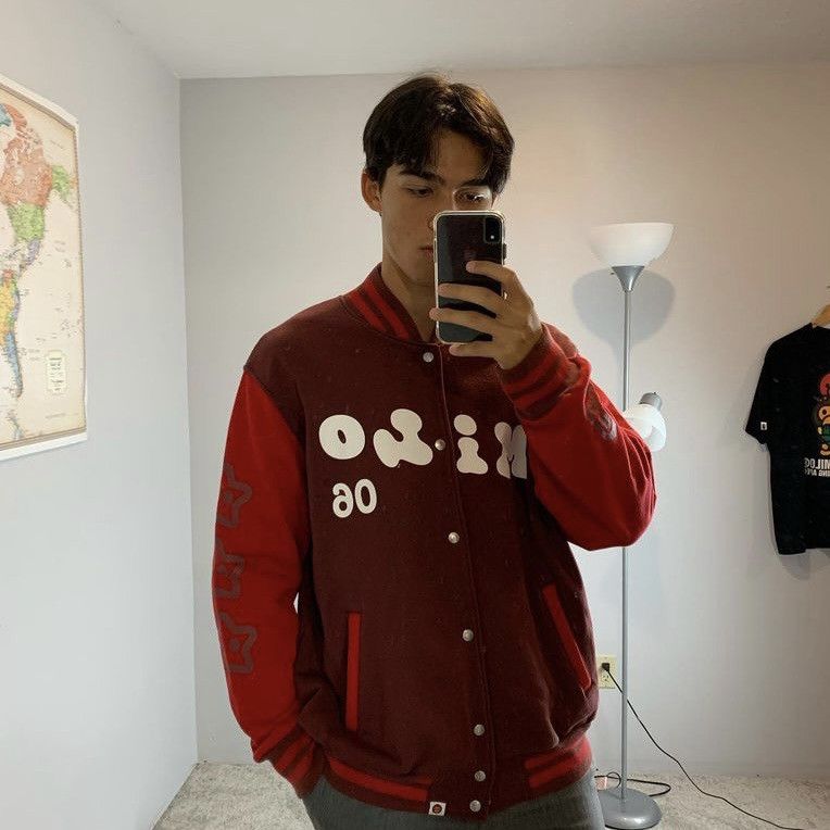 Bape 2006 Baby Milo Cotton Varsity in Tonal Reds ❤️ Size US L / EU 52-54 / 3 - 8 Thumbnail
