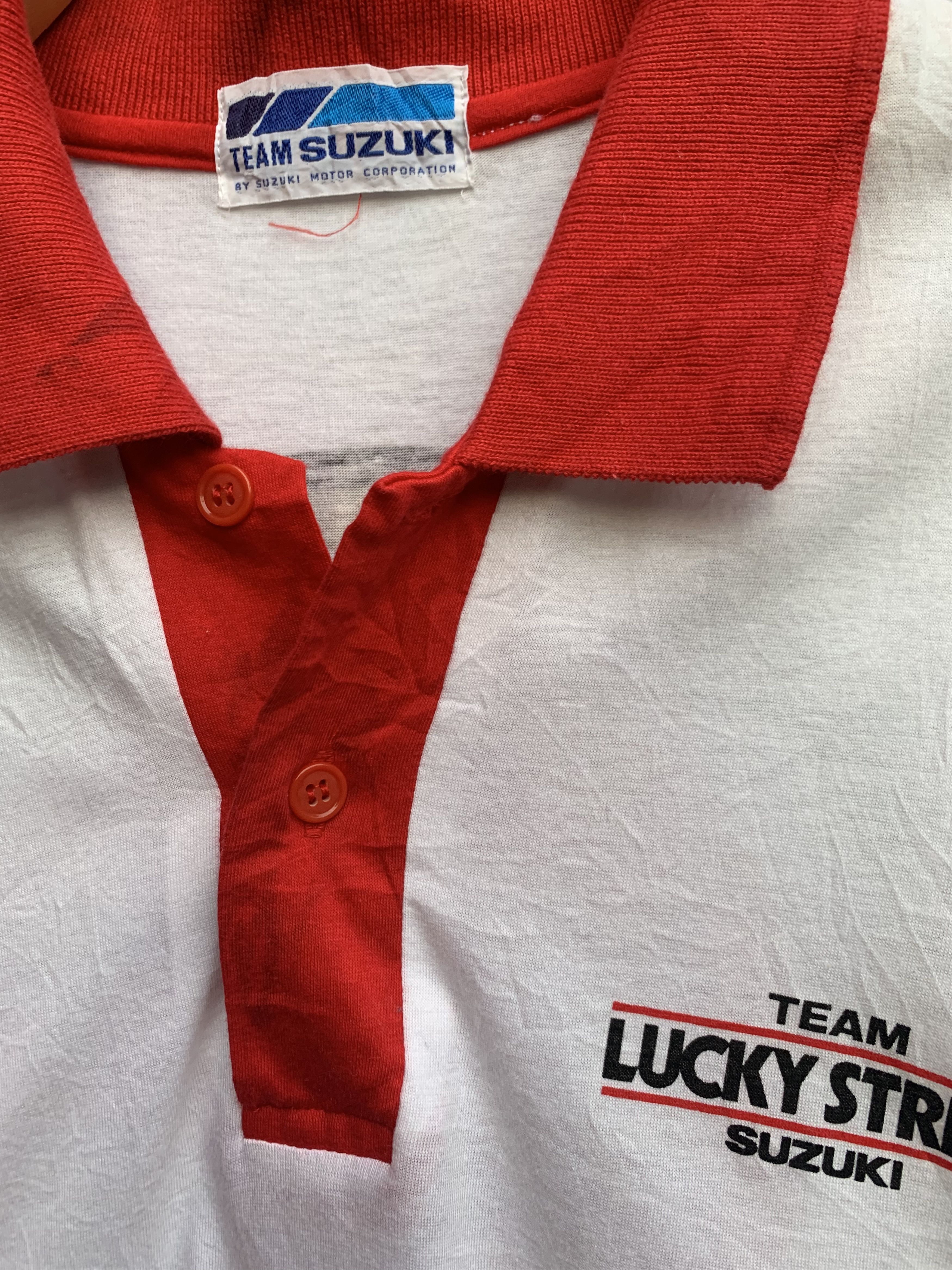 Vintage Lucky Strike Suzuki Vintage Polo T-Shirt Size US L / EU 52-54 / 3 - 4 Thumbnail