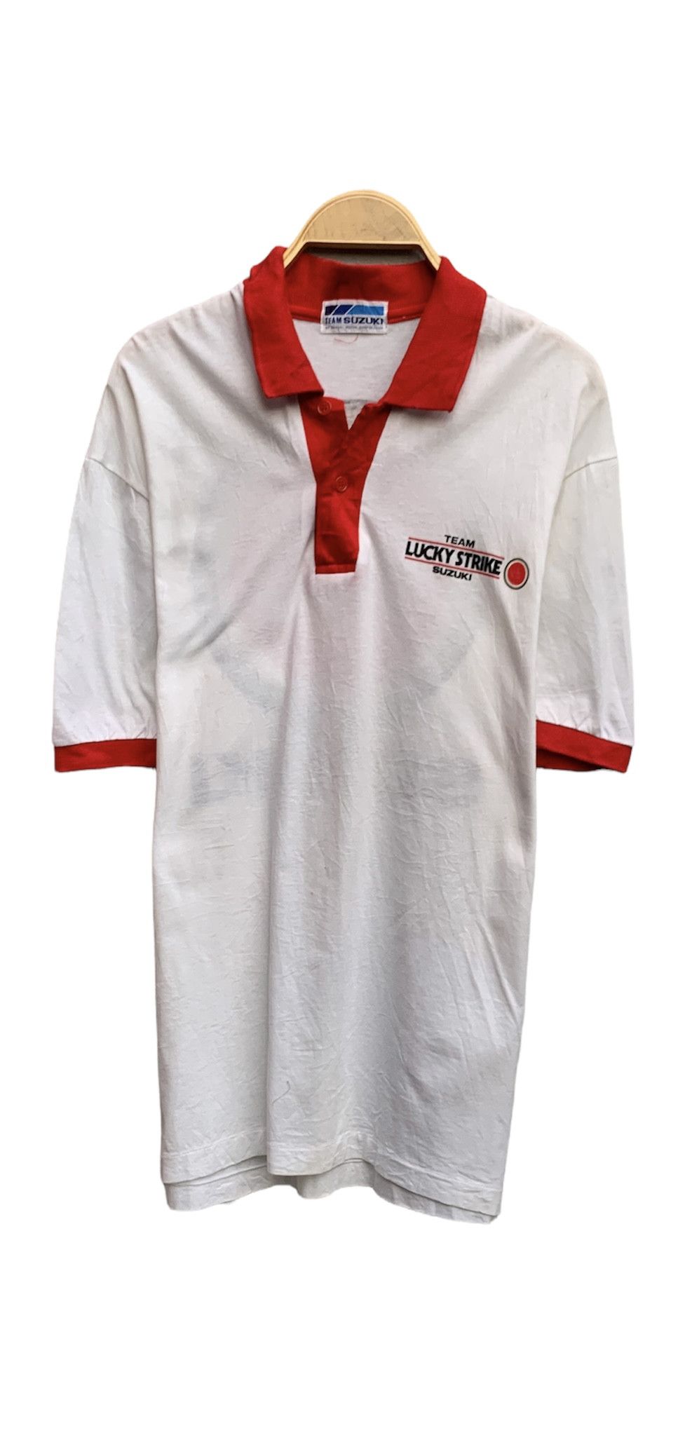 Vintage Lucky Strike Suzuki Vintage Polo T-Shirt Size US L / EU 52-54 / 3 - 2 Thumbnail