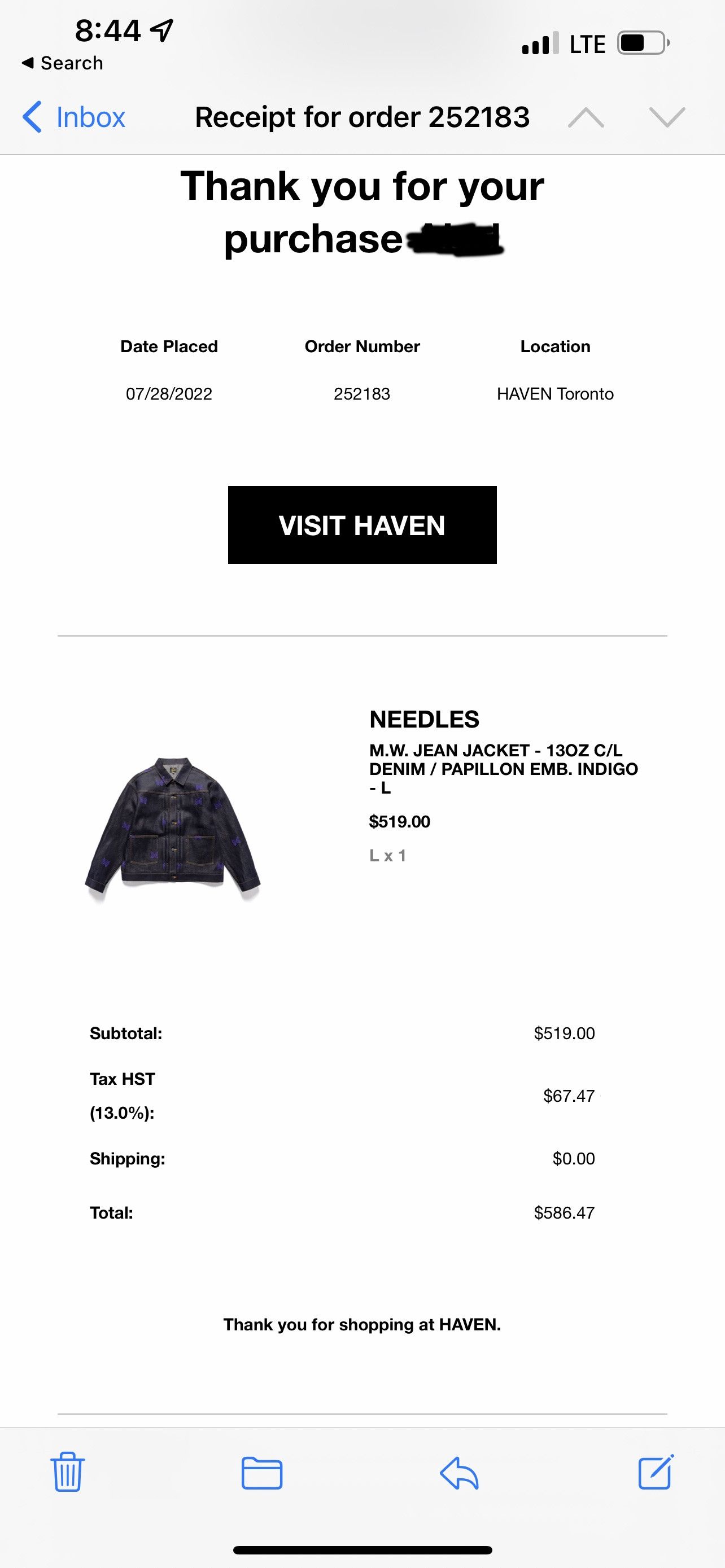 Needles Needles Denim Jacket - "Papillon" Embroidered Size US L / EU 52-54 / 3 - 8 Thumbnail