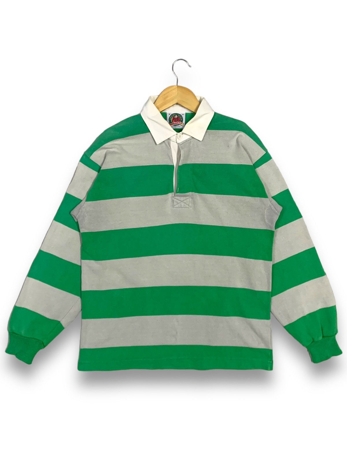 Barbarian Vintage 90s Barbarian Striped Polo Rugby Long Sleeve Shirt Size US M / EU 48-50 / 2 - 1 Thumbnail