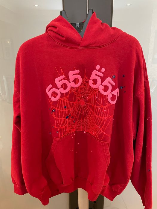 Sp5der Red Tracksuit slim jogging pant and hoodie – Spider