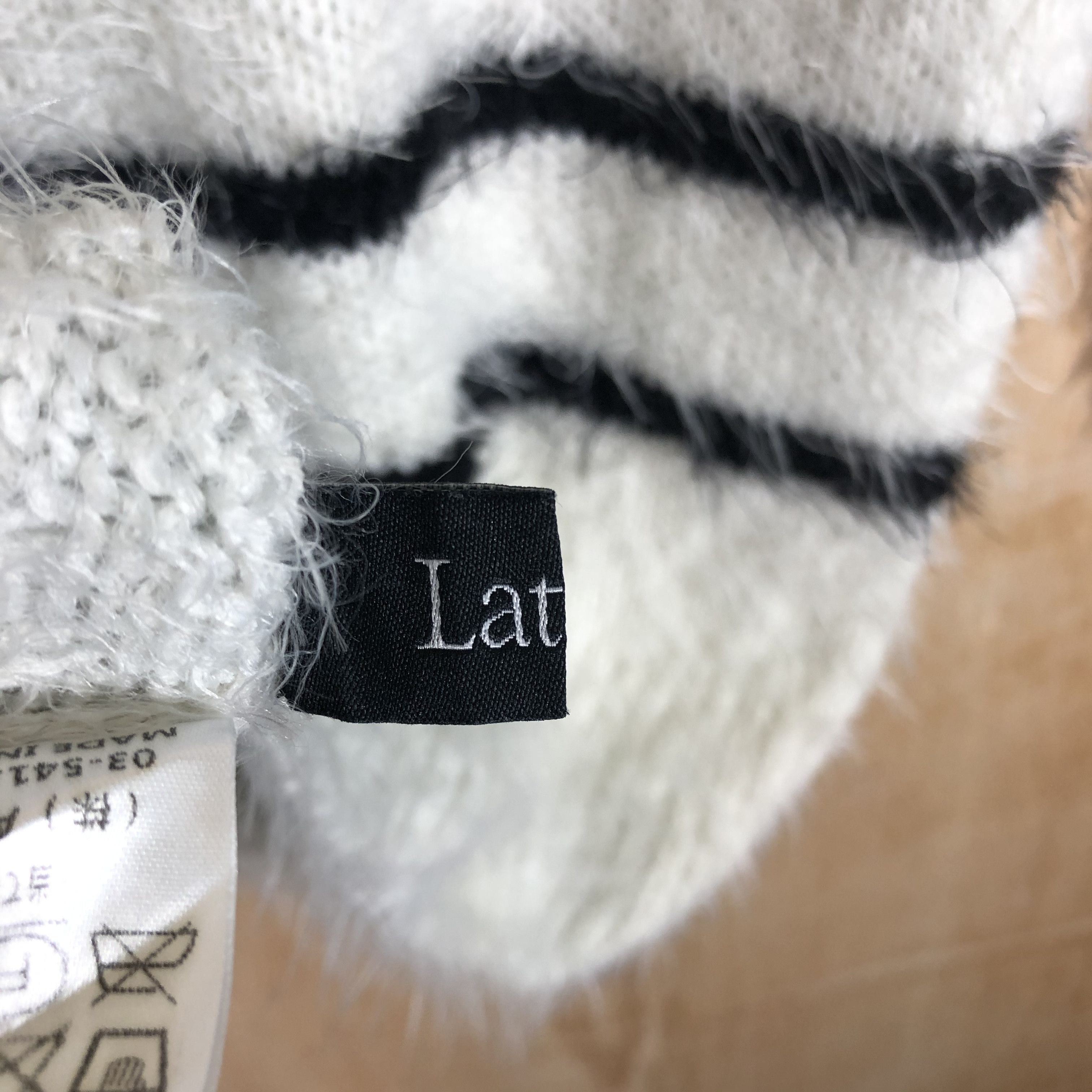Aran Isles Knitwear × Homespun Knitwear × OVER THE STRiPES DLL Latina Black white Mohair shaggy fur Knitwear #c057 Size M / US 6-8 / IT 42-44 - 15 Thumbnail