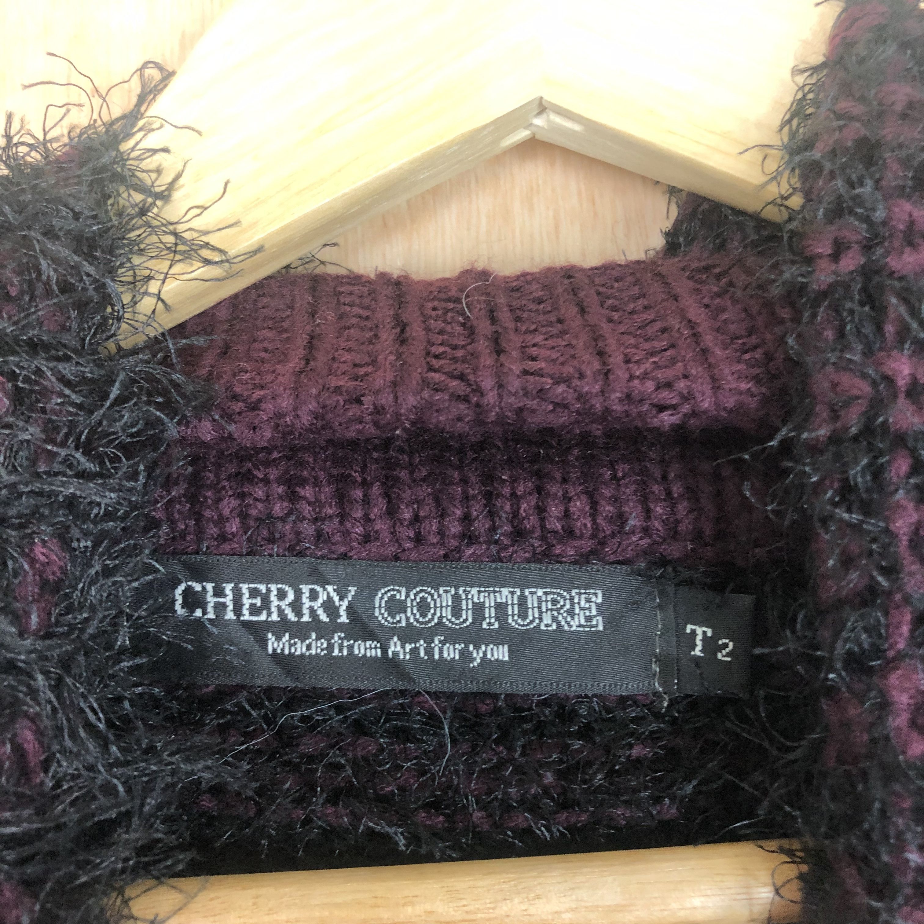 Homespun Knitwear × Japanese Brand × OVER THE STRiPES DLL Cherry Couture Mohair Shag Shaggy KNitwear #c042 Size S / US 4 / IT 40 - 6 Thumbnail