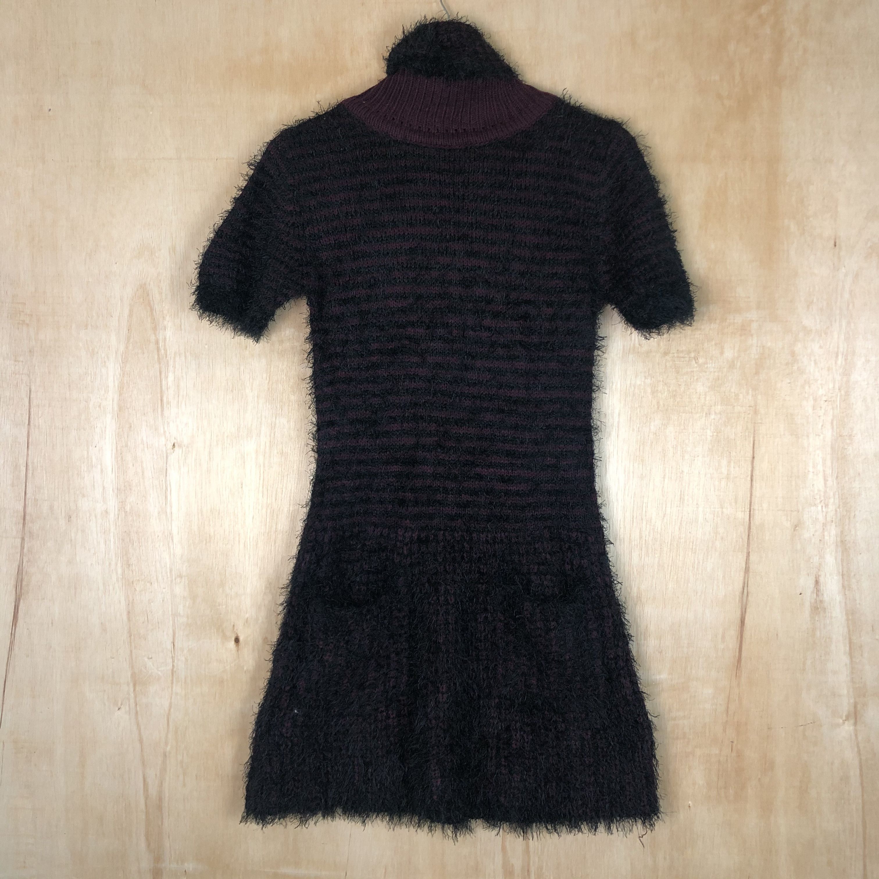 image of Homespun Knitwear x Over The Stripes Cherry Couture Black Red Mohair Shag Shaggy Knitwear C042, Wom