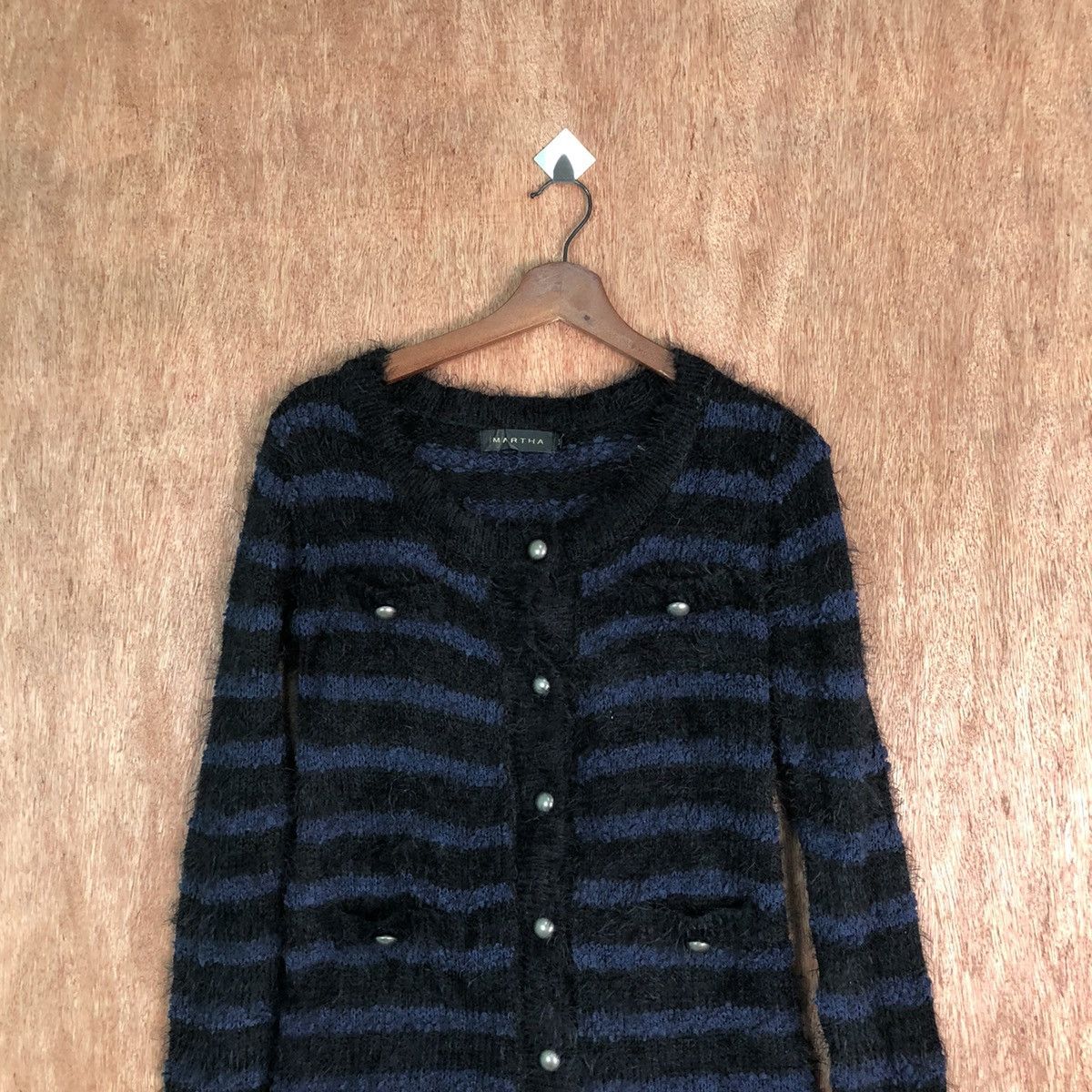 Vintage Martha Stripe Shag Shaggy Fur Mohair Knitwear #6508 Size M / US 6-8 / IT 42-44 - 2 Thumbnail