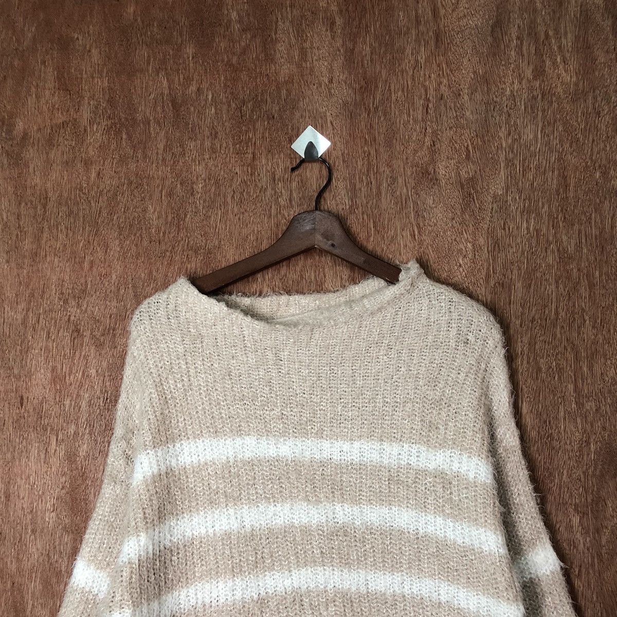 Aran Isles Knitwear × Japanese Brand × OVER THE STRiPES IKKA stripe Shag Shaggy Fur Mohair Knitwear #6474 Size US M / EU 48-50 / 2 - 2 Thumbnail