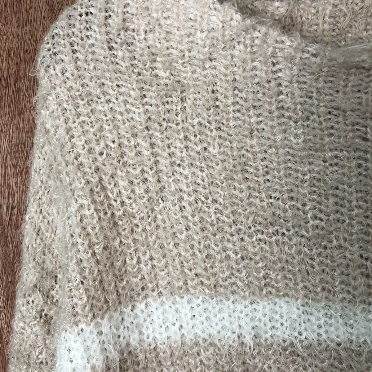 Aran Isles Knitwear × Japanese Brand × OVER THE STRiPES IKKA stripe Shag Shaggy Fur Mohair Knitwear #6474 Size US M / EU 48-50 / 2 - 6 Thumbnail
