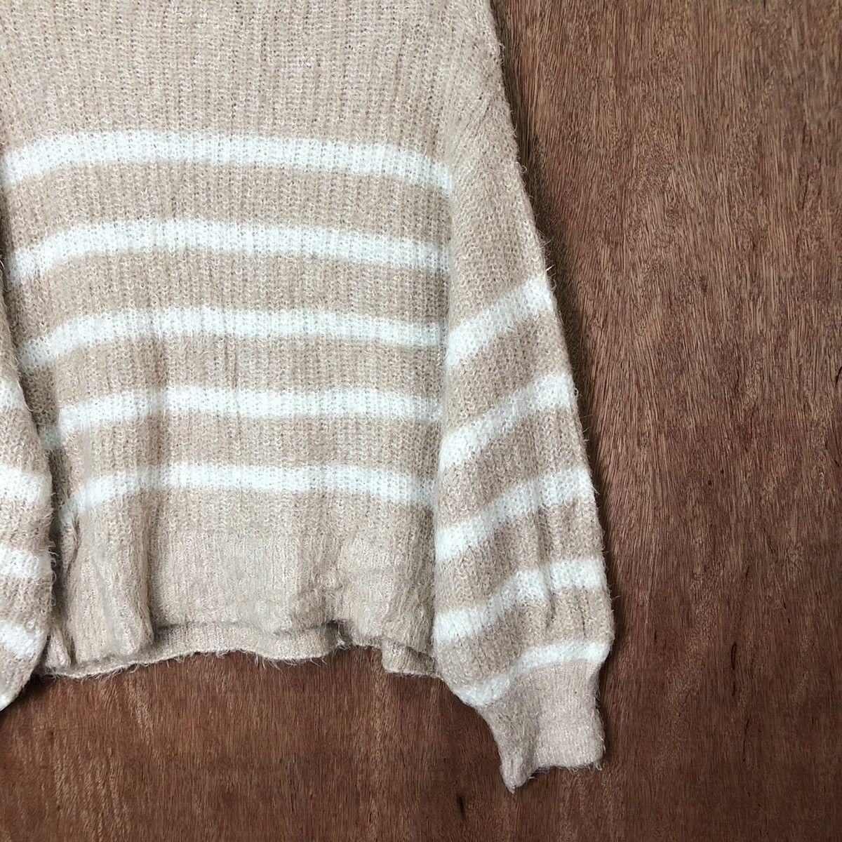 Aran Isles Knitwear × Japanese Brand × OVER THE STRiPES IKKA stripe Shag Shaggy Fur Mohair Knitwear #6474 Size US M / EU 48-50 / 2 - 11 Thumbnail