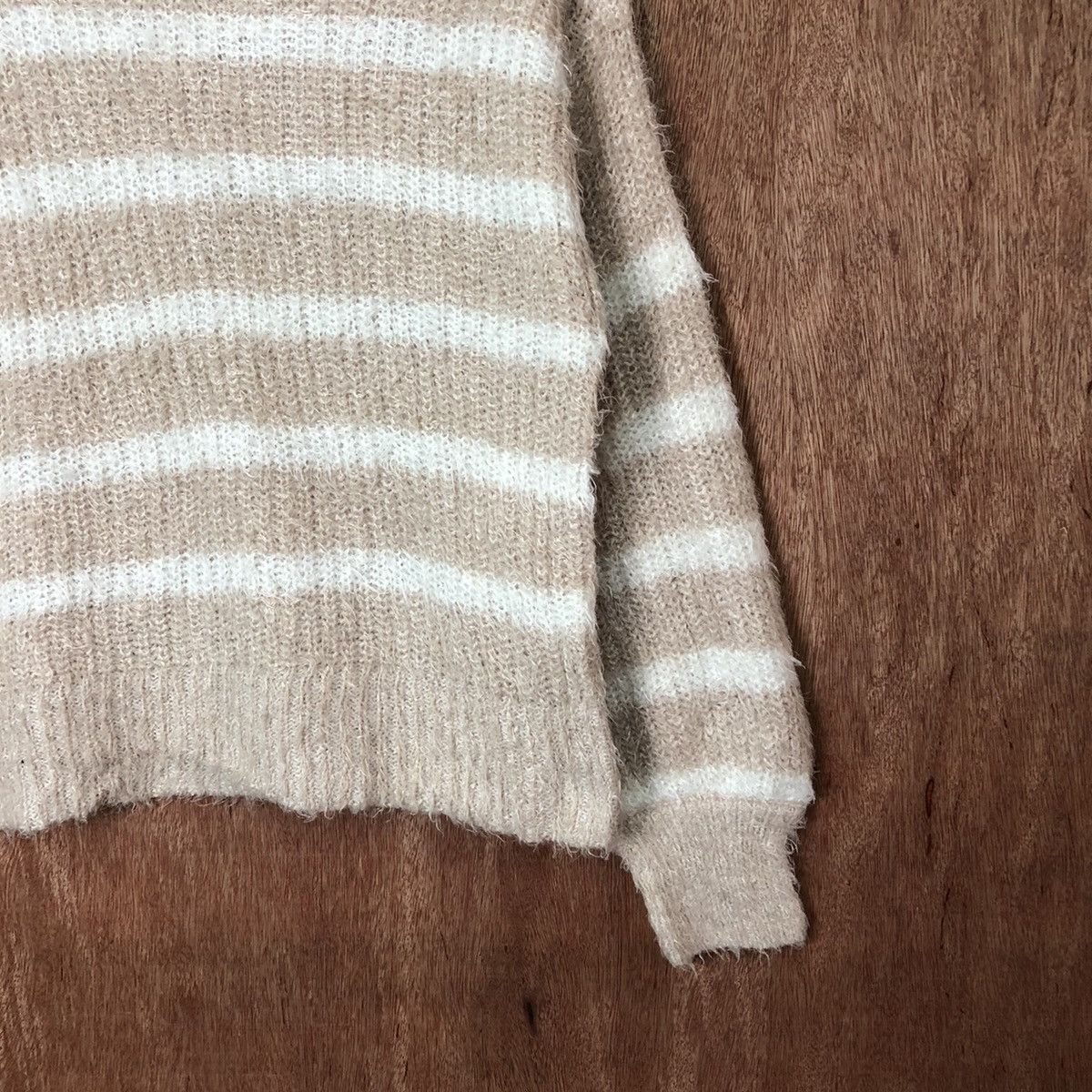 Aran Isles Knitwear × Japanese Brand × OVER THE STRiPES IKKA stripe Shag Shaggy Fur Mohair Knitwear #6474 Size US M / EU 48-50 / 2 - 5 Thumbnail