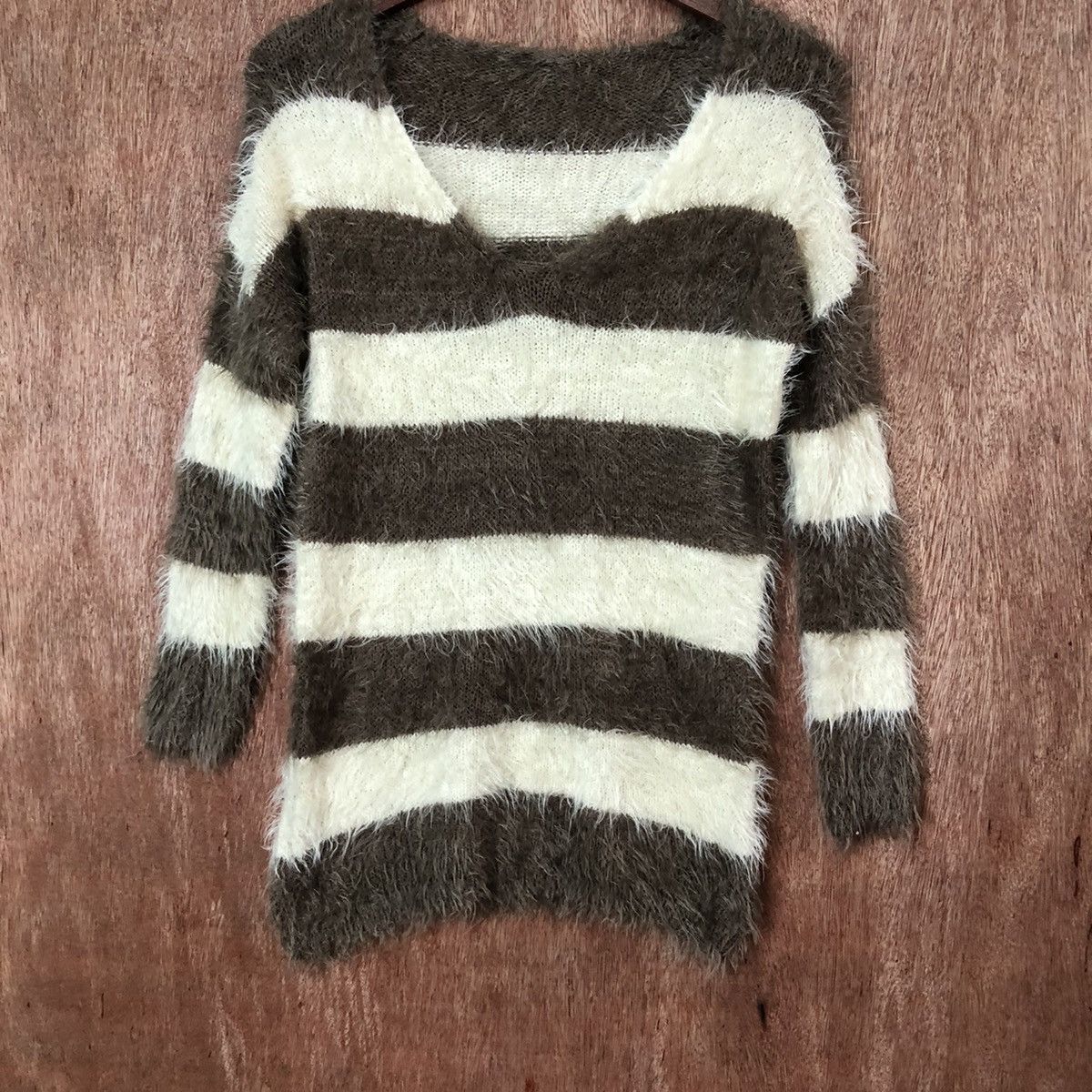 Homespun Knitwear Japan stripe Shag Shaggy Fur Mohair Knitwear #6455 Size US S / EU 44-46 / 1 - 3 Thumbnail