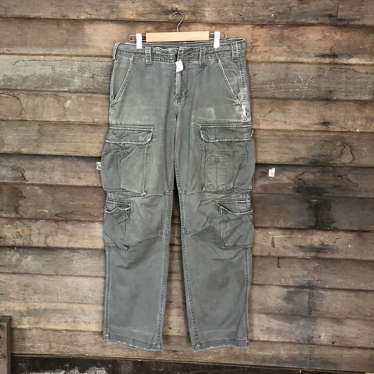 Japanese Brand DL Real Crush Clohing streetwear ripped Cargo Pants #4569 Size US 31 - 1 Thumbnail