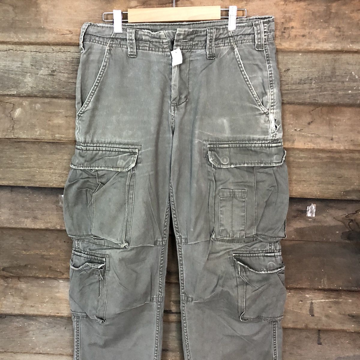 Japanese Brand DL Real Crush Clohing streetwear ripped Cargo Pants #4569 Size US 31 - 2 Thumbnail