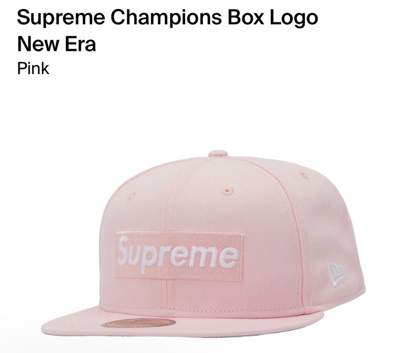 Supreme Supreme New Era Champions Box Logo pink fitted hat 7 5/8