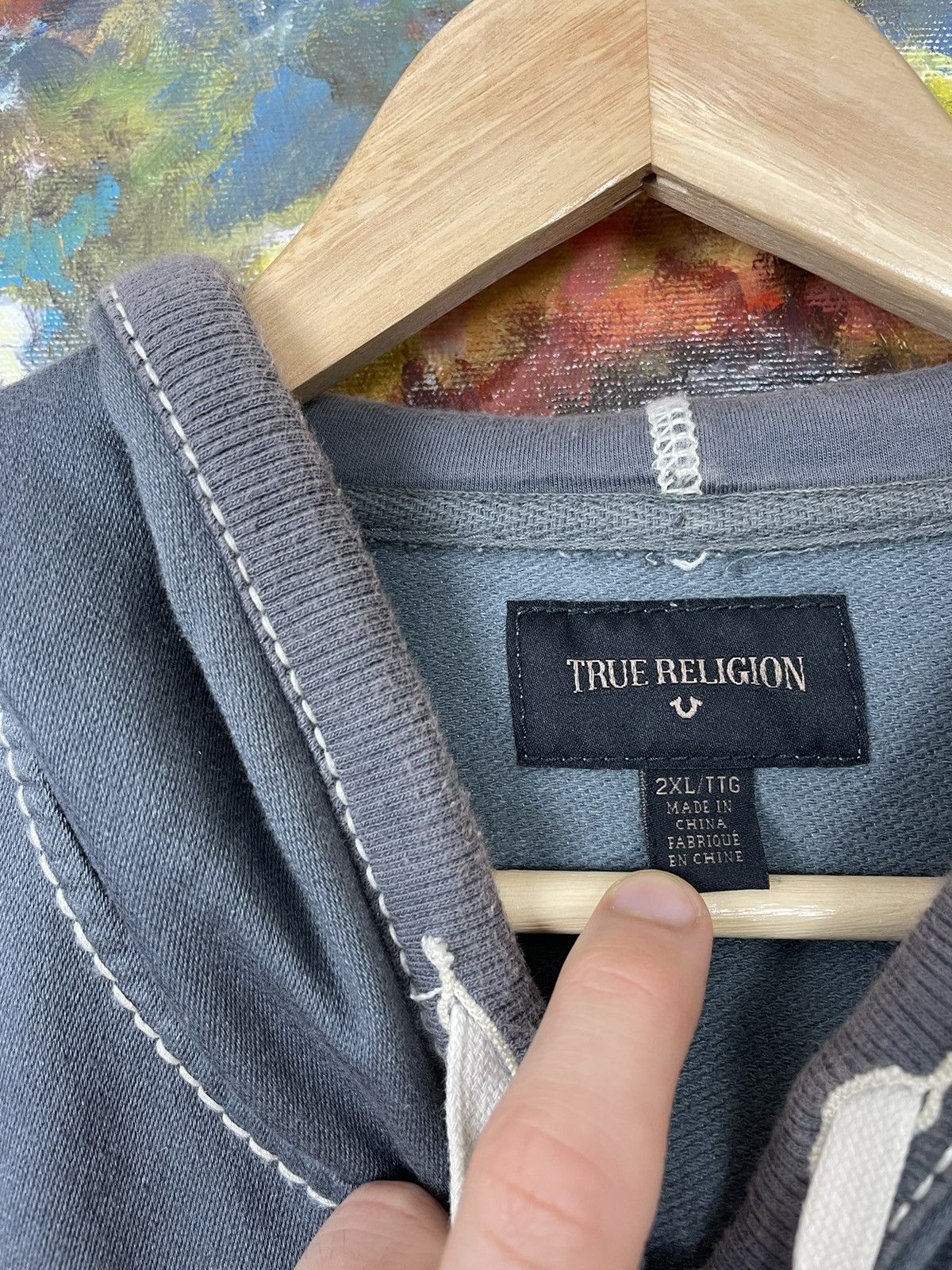 True Religion True Religion Y2k Washed Grey Zip Hoodie Drip Rare Hype Size US XXL / EU 58 / 5 - 3 Thumbnail