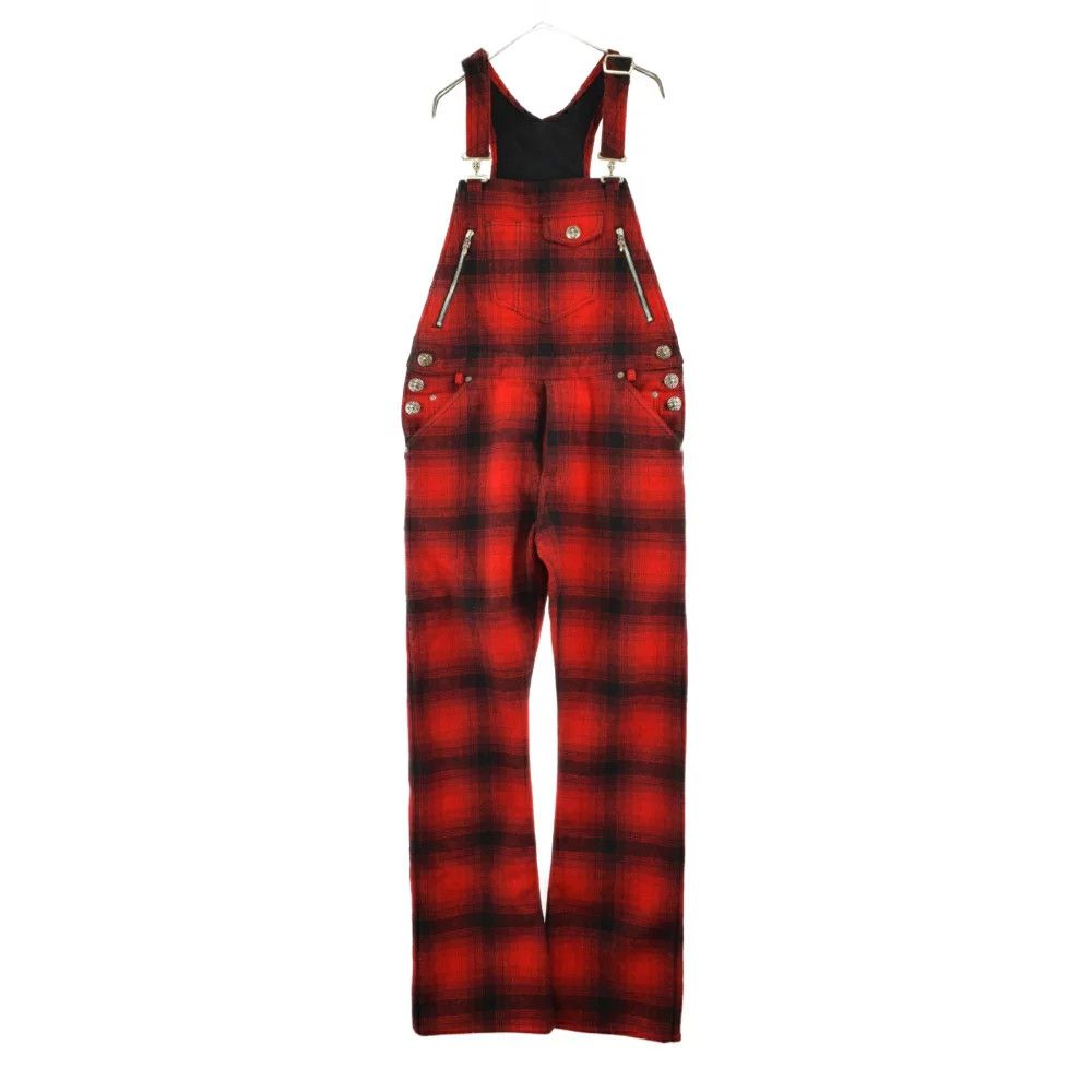 image of Chrome Hearts Plaid Overalls in Red, Men's (Size 34)