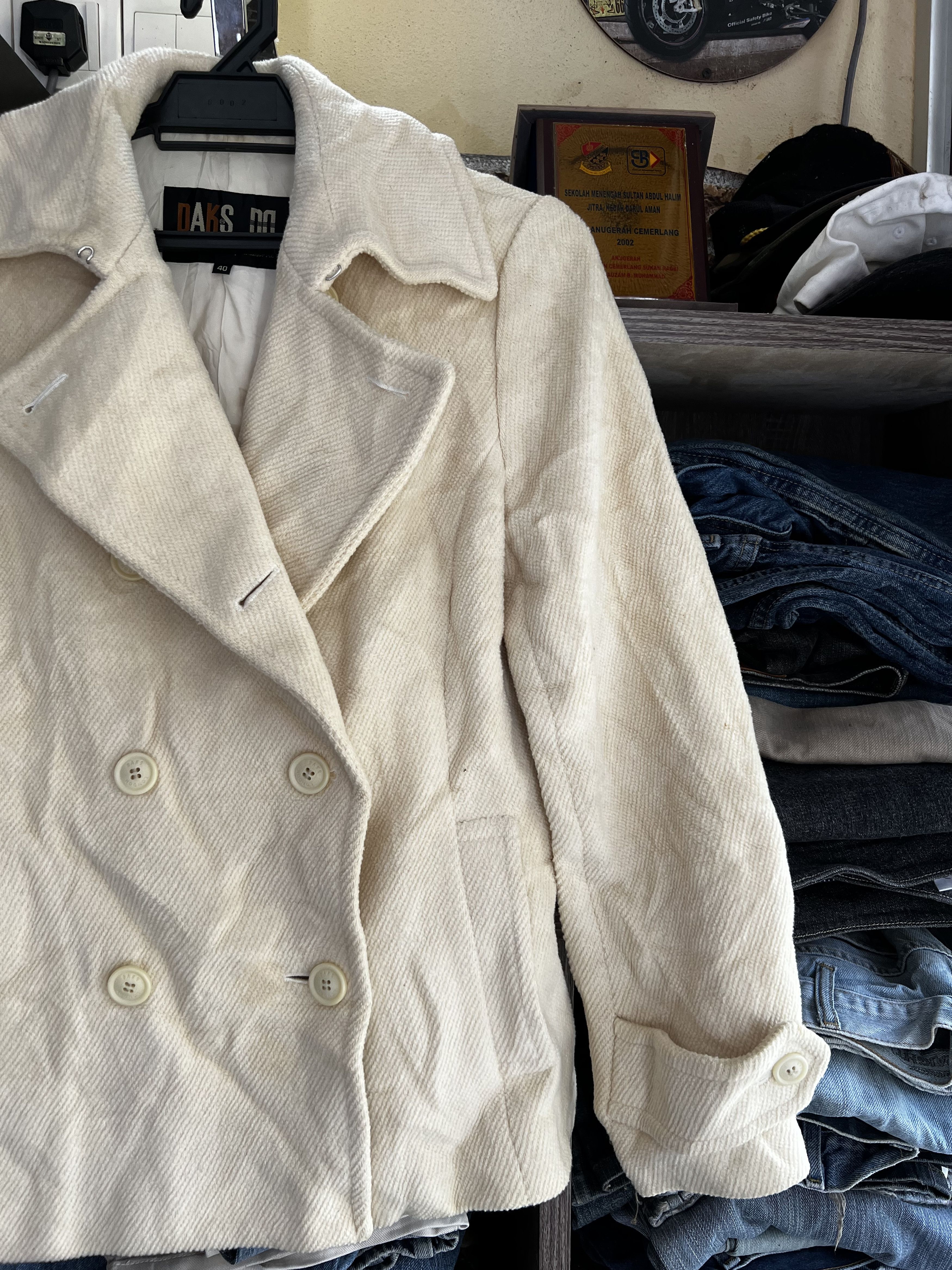 DAKS 🔥Vintage Daks London Cream Double Breast Peacoat Size M / US 6-8 / IT 42-44 - 3 Thumbnail