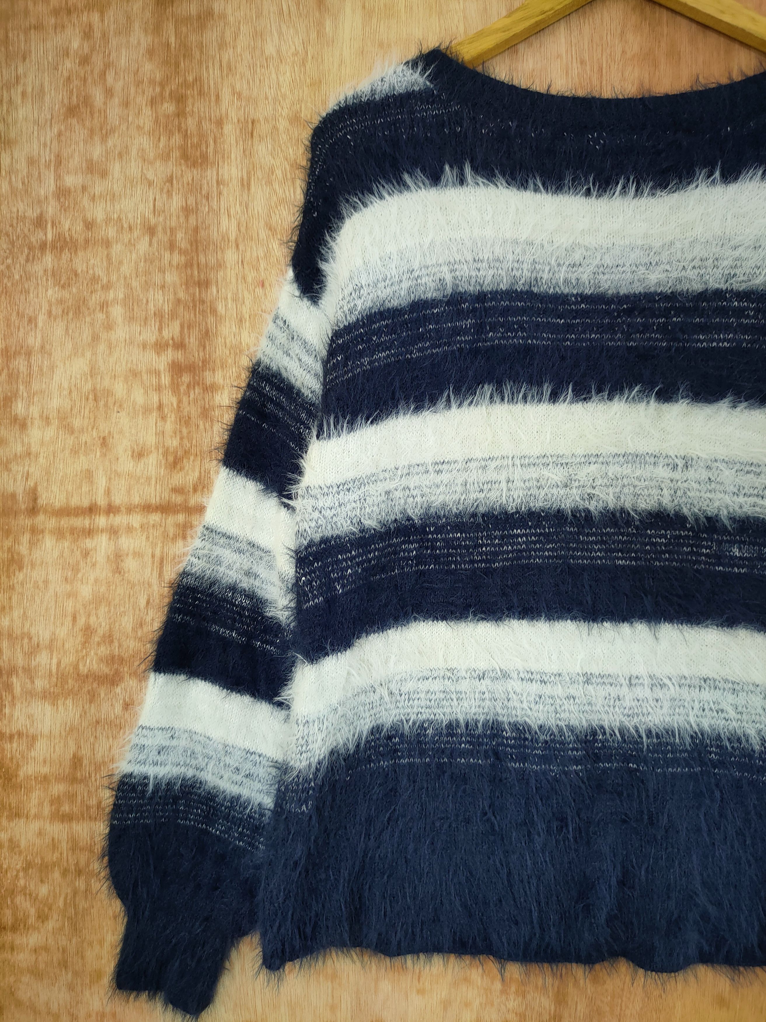Japanese Brand DL Cecil Mc Bee stripe mohair fur shaggy knitwear #46-497 Size US M / EU 48-50 / 2 - 10 Thumbnail