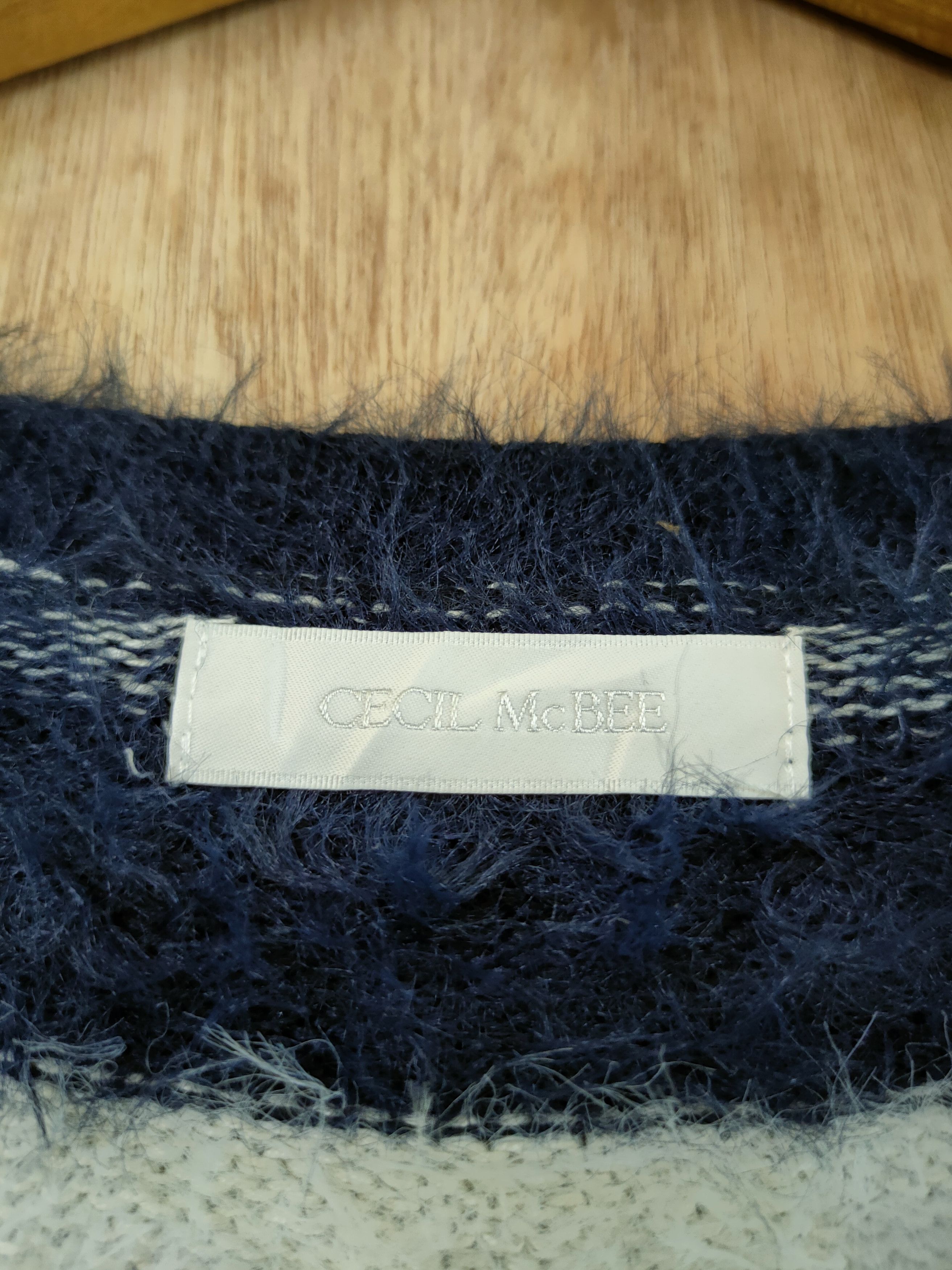 Japanese Brand DL Cecil Mc Bee stripe mohair fur shaggy knitwear #46-497 Size US M / EU 48-50 / 2 - 4 Thumbnail