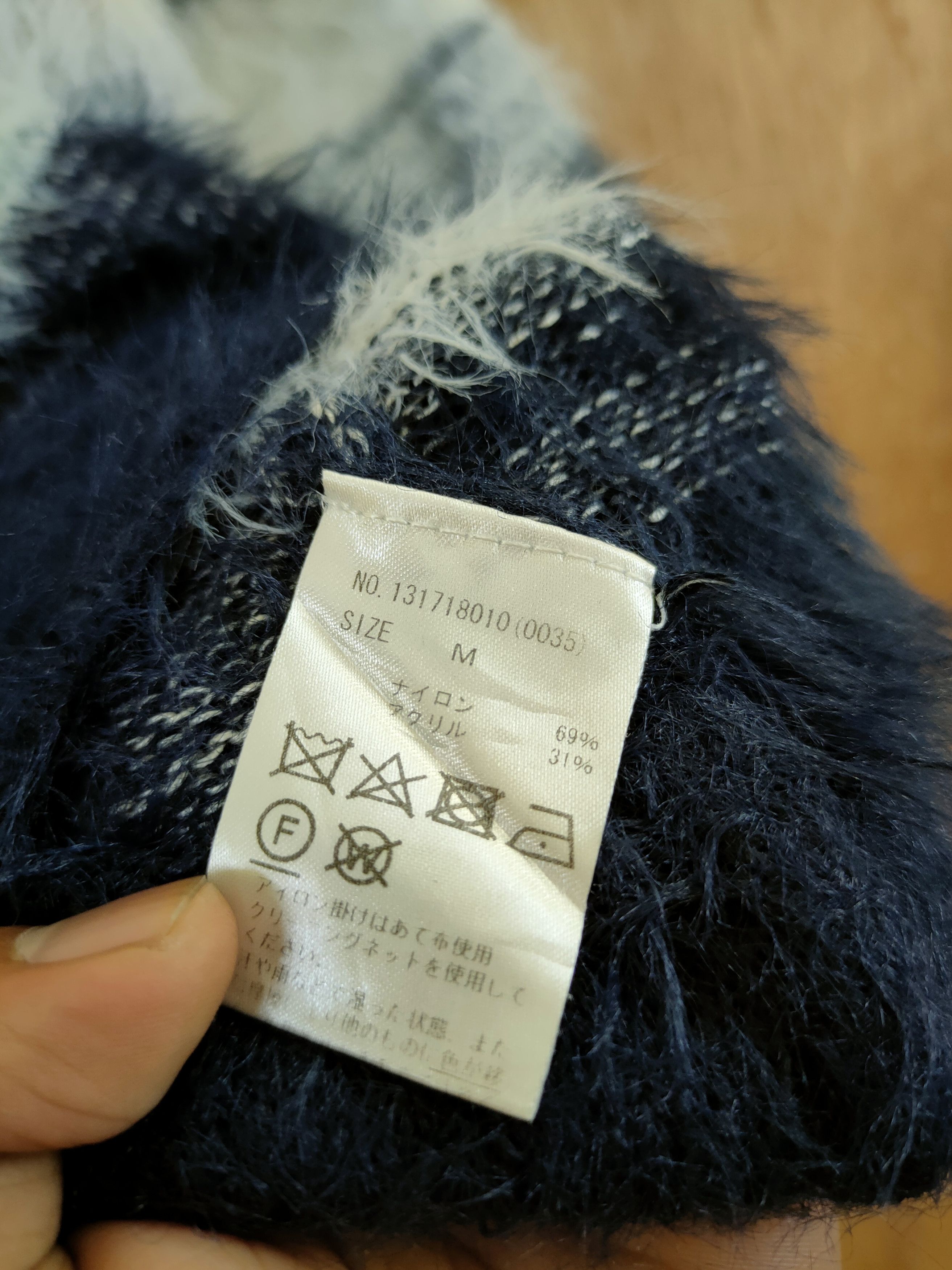 Japanese Brand DL Cecil Mc Bee stripe mohair fur shaggy knitwear #46-497 Size US M / EU 48-50 / 2 - 7 Thumbnail