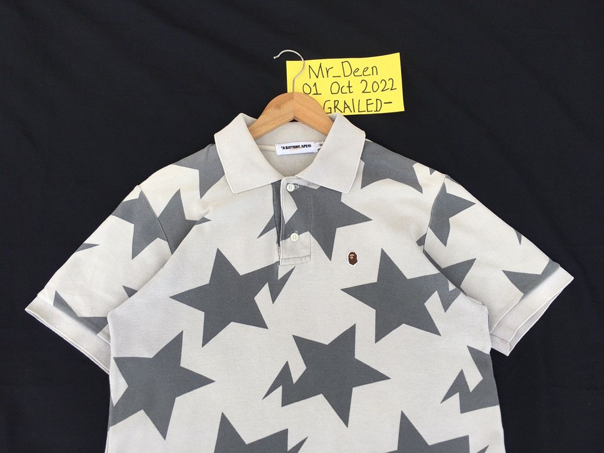 image of Bape Sta Pattern Polo in Grey/White, Men's (Size Small)