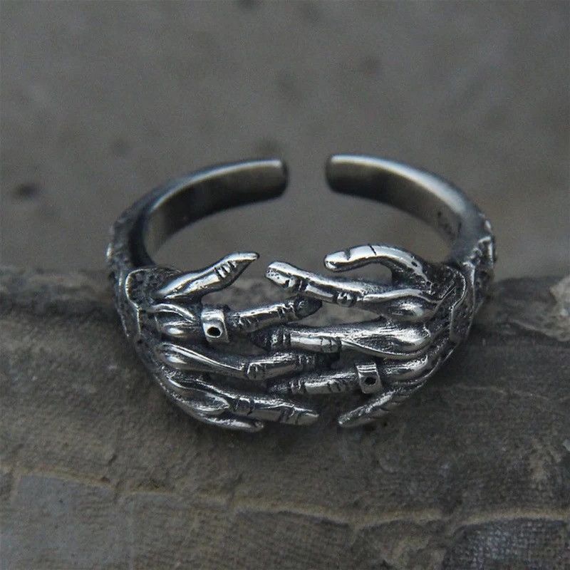 Jewelry × Vintage Ghost Skull Hand Adjustable Ring Size ONE SIZE - 3 Thumbnail
