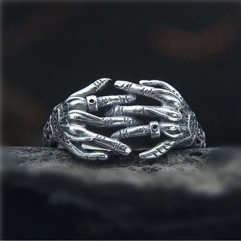 Jewelry × Vintage Ghost Skull Hand Adjustable Ring Size ONE SIZE - 1 Thumbnail