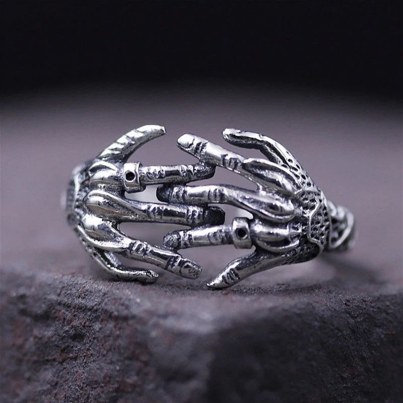 Jewelry × Vintage Ghost Skull Hand Adjustable Ring Size ONE SIZE - 2 Thumbnail