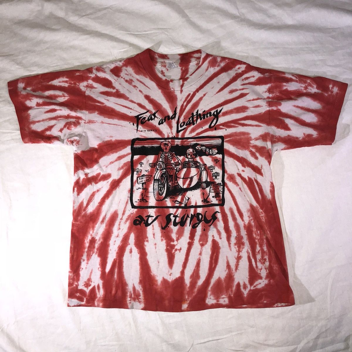 image of Vintage Hunter S Thompson Fear And Loathing Las Vegas Sturgis 1991 in Tie Dye, Men's (Size XL)