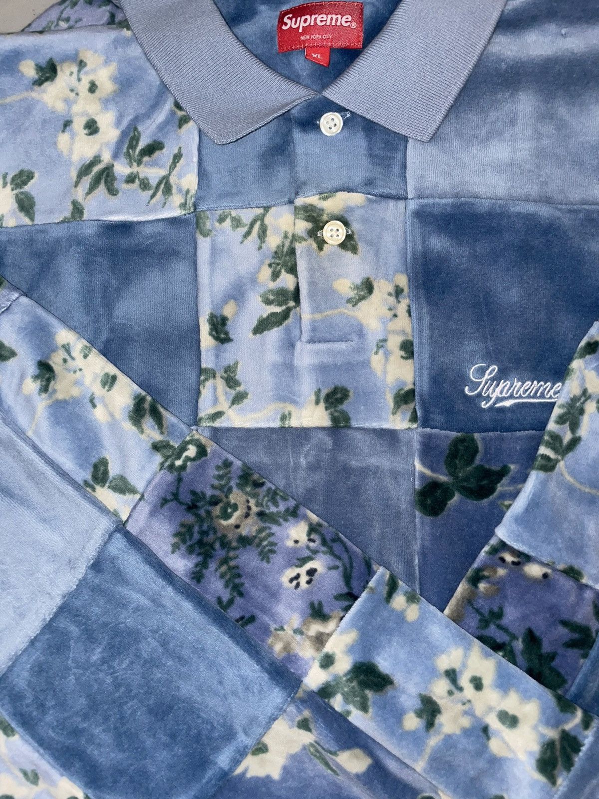 Supreme Supreme Floral Patchwork Velour L/S Polo | Grailed