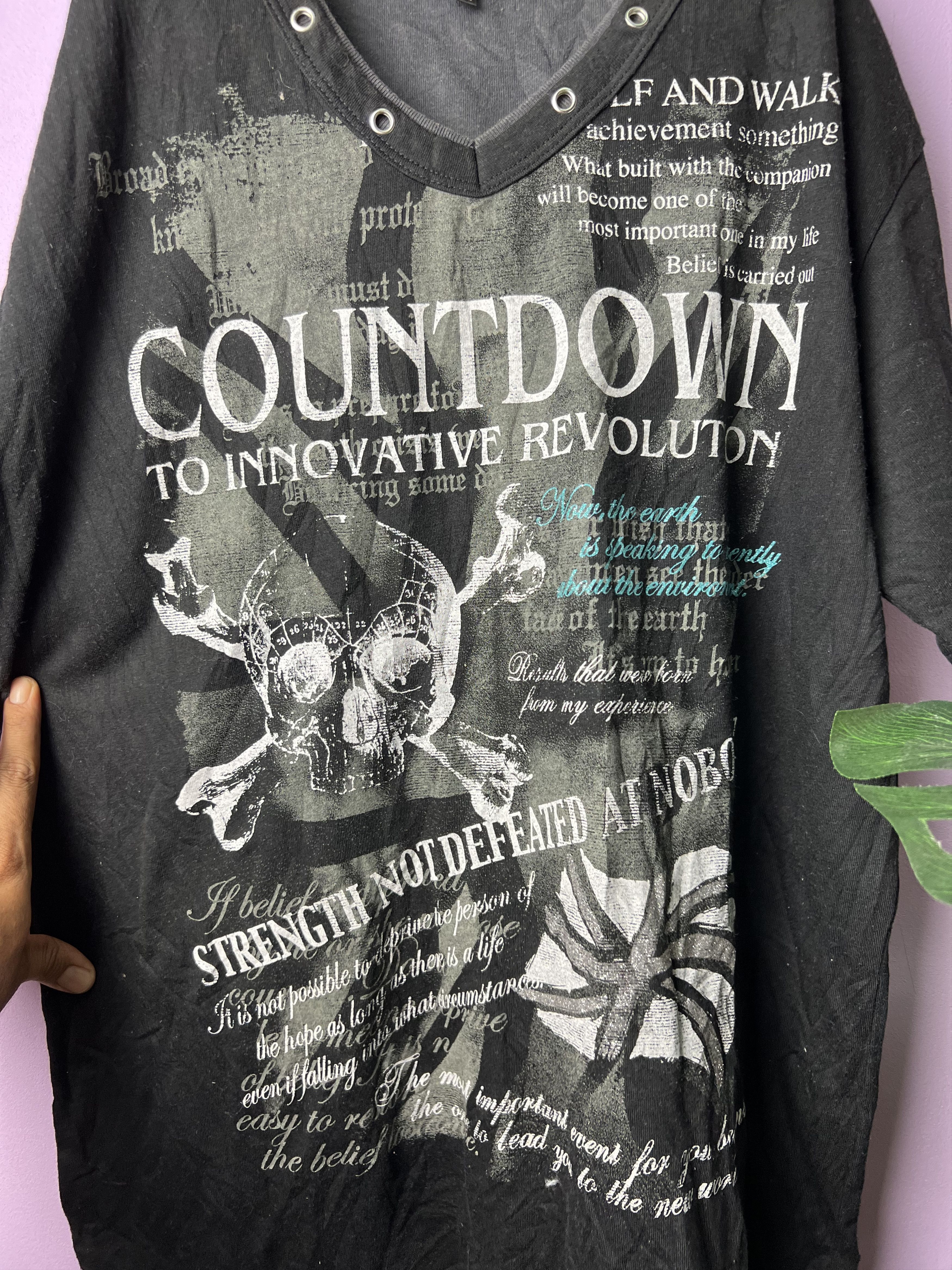 If Six Was Nine 🔥Time Step Skulls V Neck Tees Size US M / EU 48-50 / 2 - 8 Thumbnail