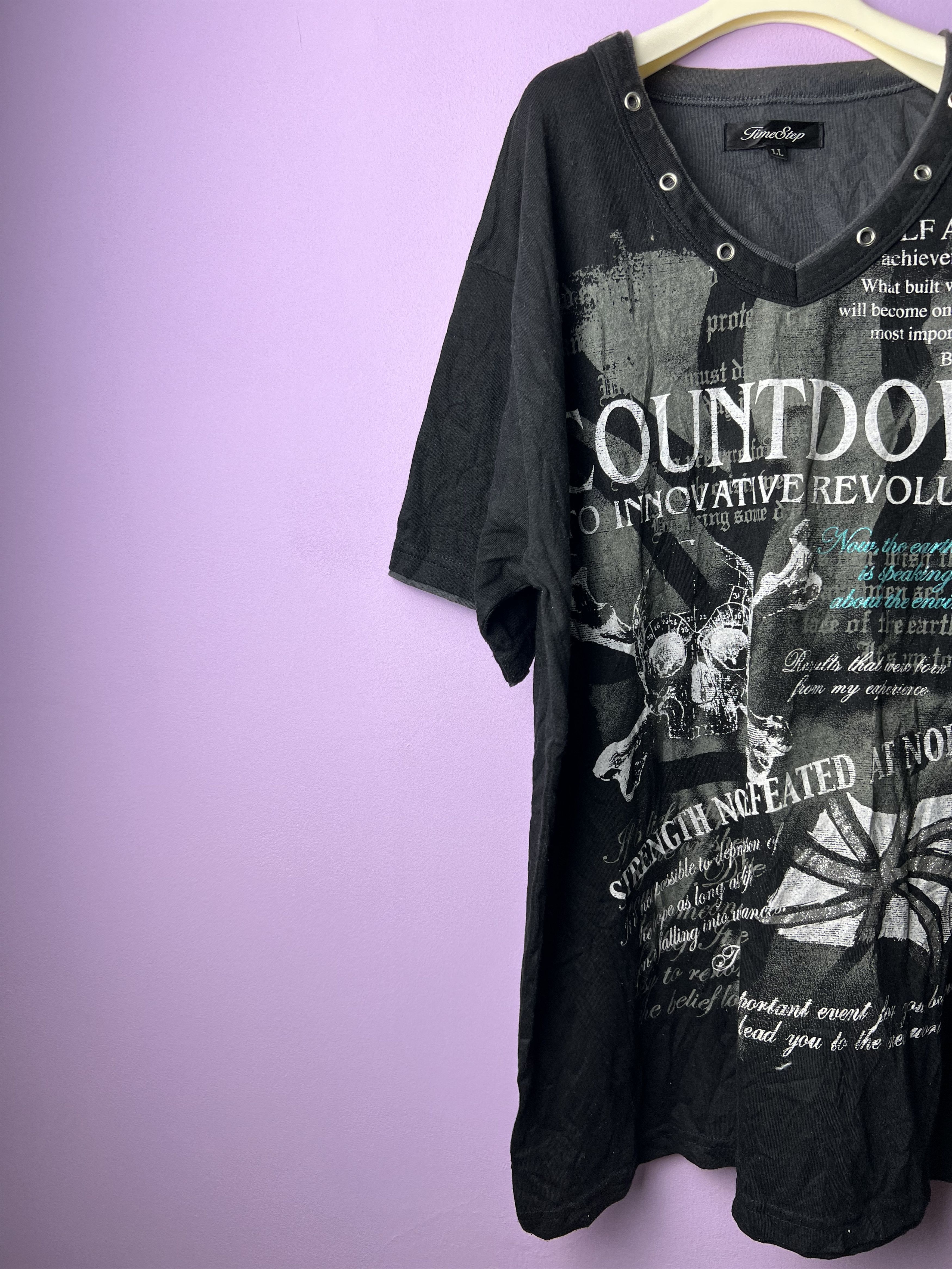 If Six Was Nine 🔥Time Step Skulls V Neck Tees Size US M / EU 48-50 / 2 - 6 Thumbnail