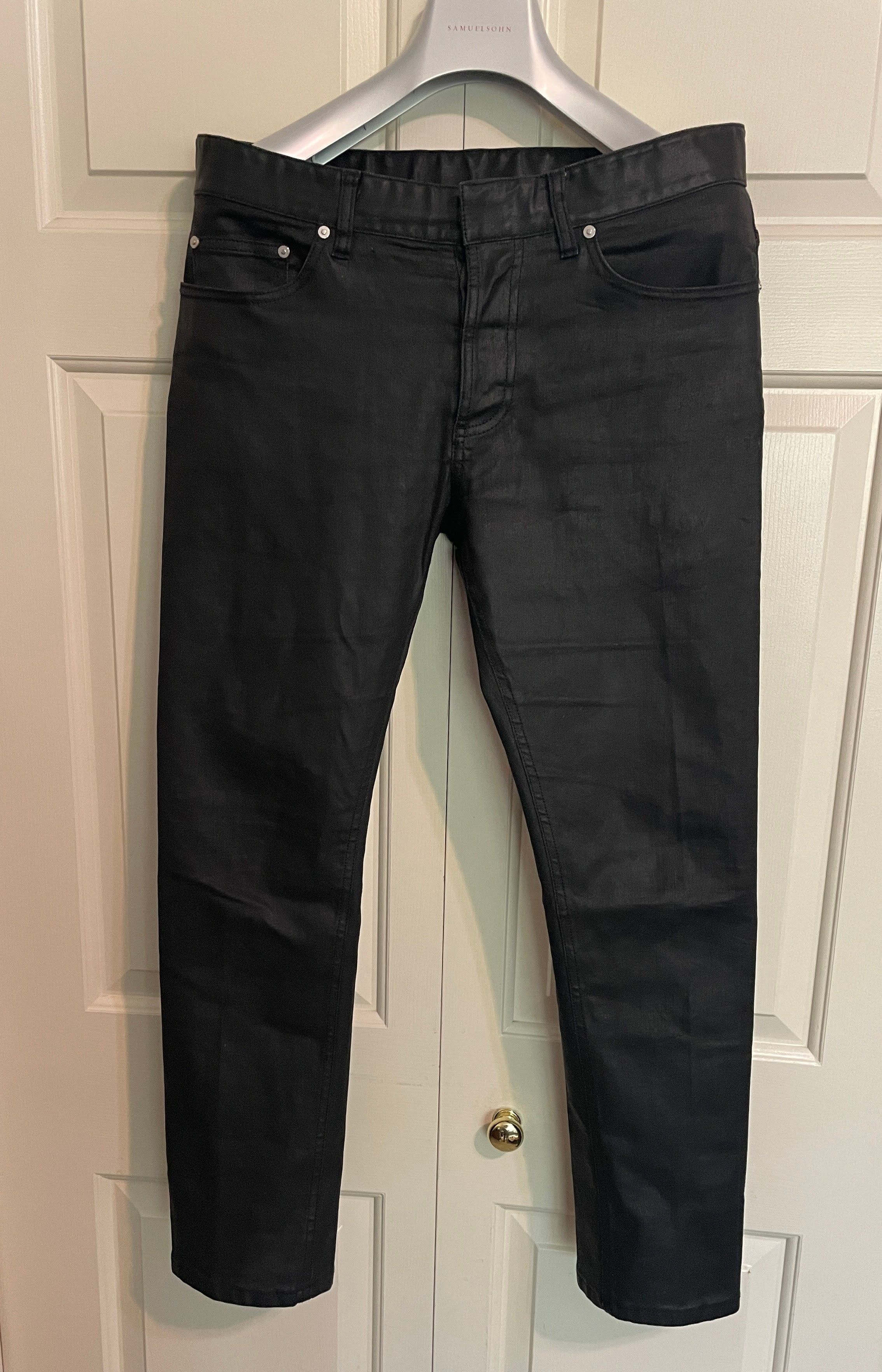 Black Wax Coated Denim Jeans
