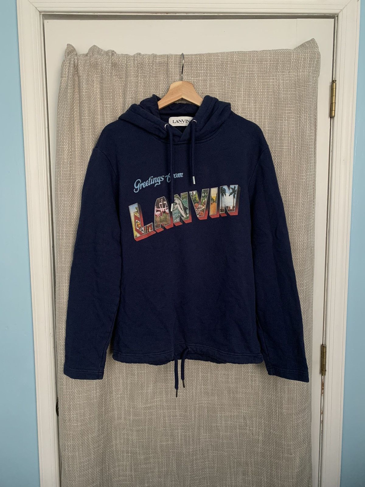 Lanvin Greetings from Lanvin Navy Blue Logo Hoodie Size US L / EU 52-54 / 3 - 1 Thumbnail
