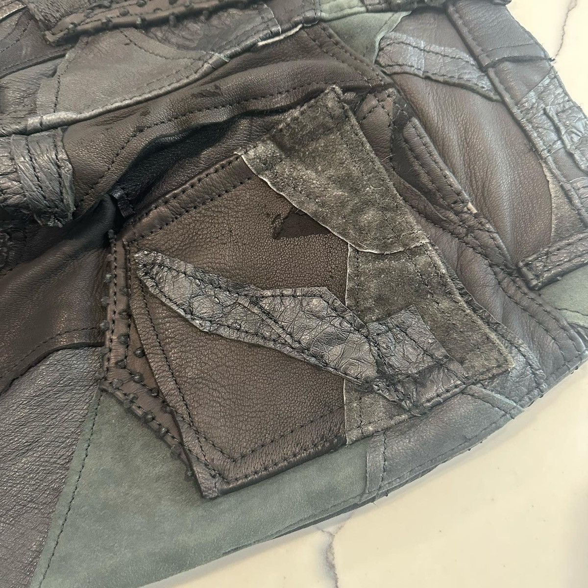 Yasuyuki Ishii Yasuyuki Ishii Patchwork Leather Pants Size US 30 / EU 46 - 7 Thumbnail