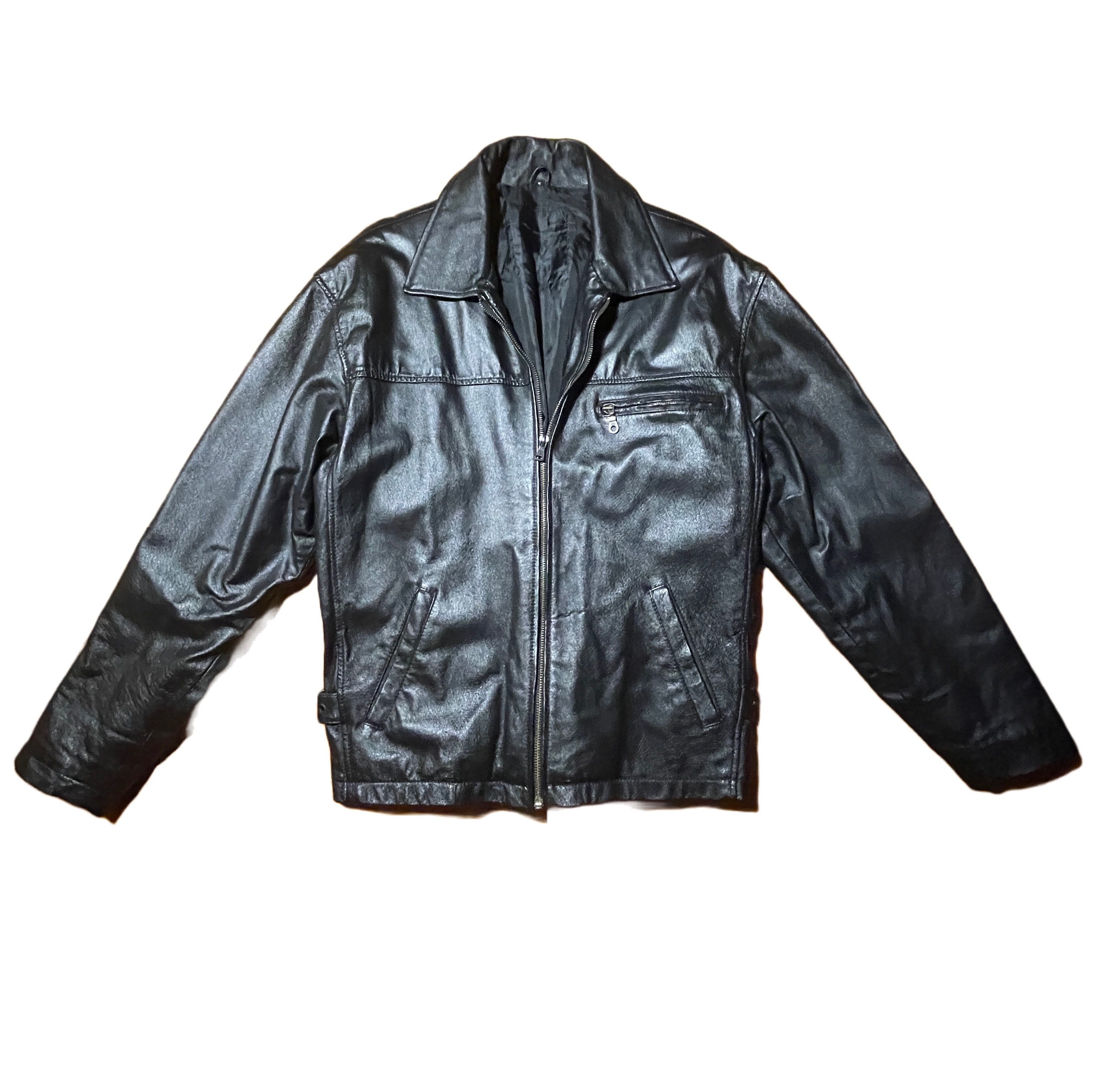Vintage Casual Leather Jacket YKK 90s Vintage Outwear | Grailed