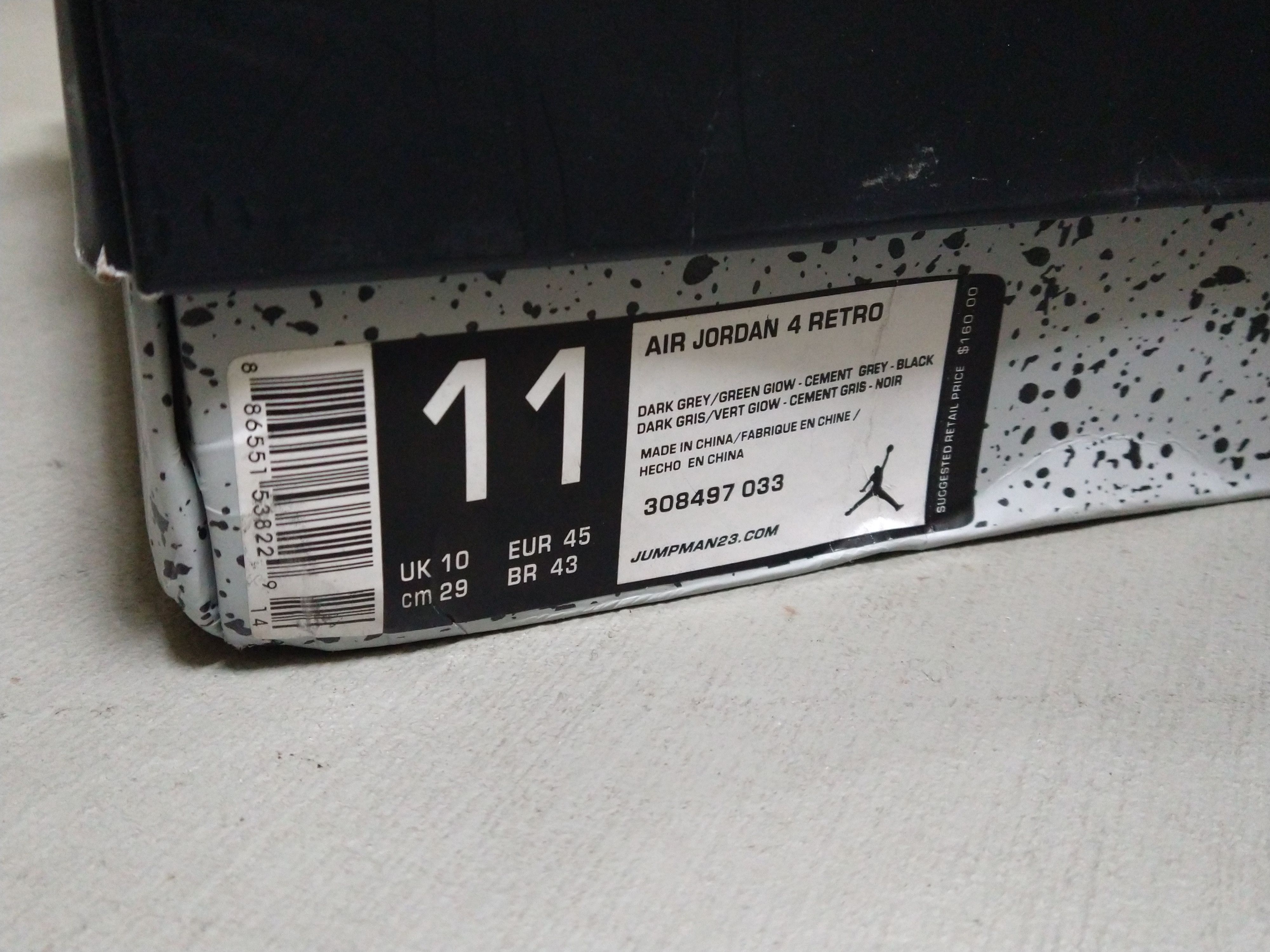 Jordan Brand Nike Air Jordan 4 Retro Glow Green Size 11 Gray 308497-033 Size US 11 / EU 44 - 24 Thumbnail