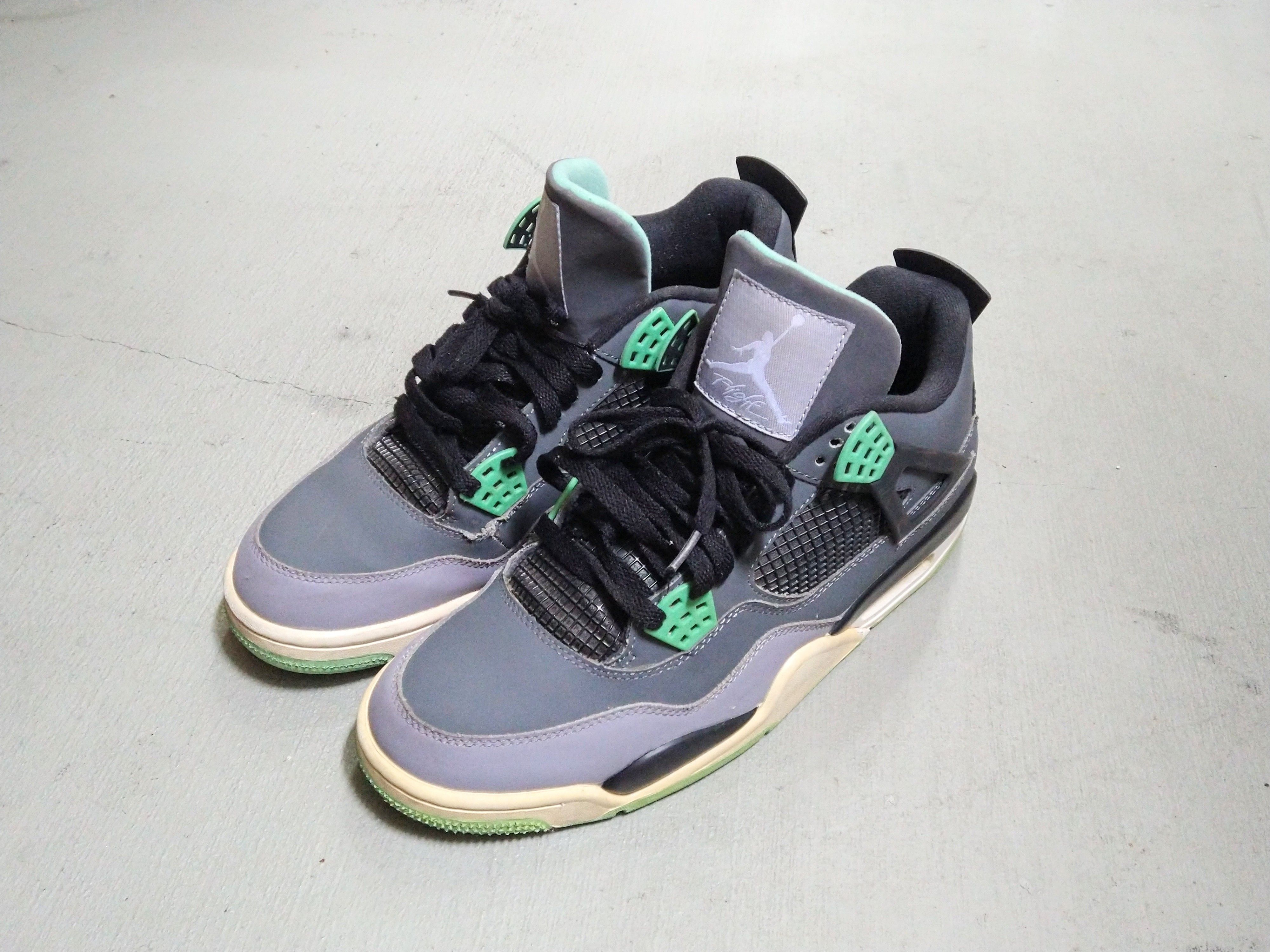 Jordan Brand Nike Air Jordan 4 Retro Glow Green Size 11 Gray 308497-033 Size US 11 / EU 44 - 2 Thumbnail