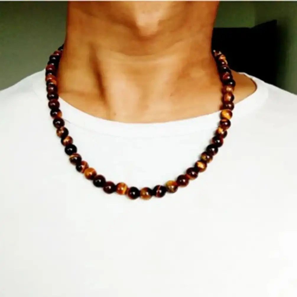 Jewelry 8 MM Tiger Eyes Beads necklace Size ONE SIZE - 3 Thumbnail