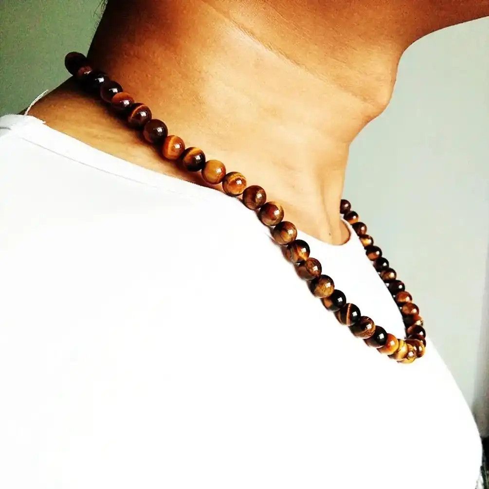 Jewelry 8 MM Tiger Eyes Beads necklace Size ONE SIZE - 2 Thumbnail