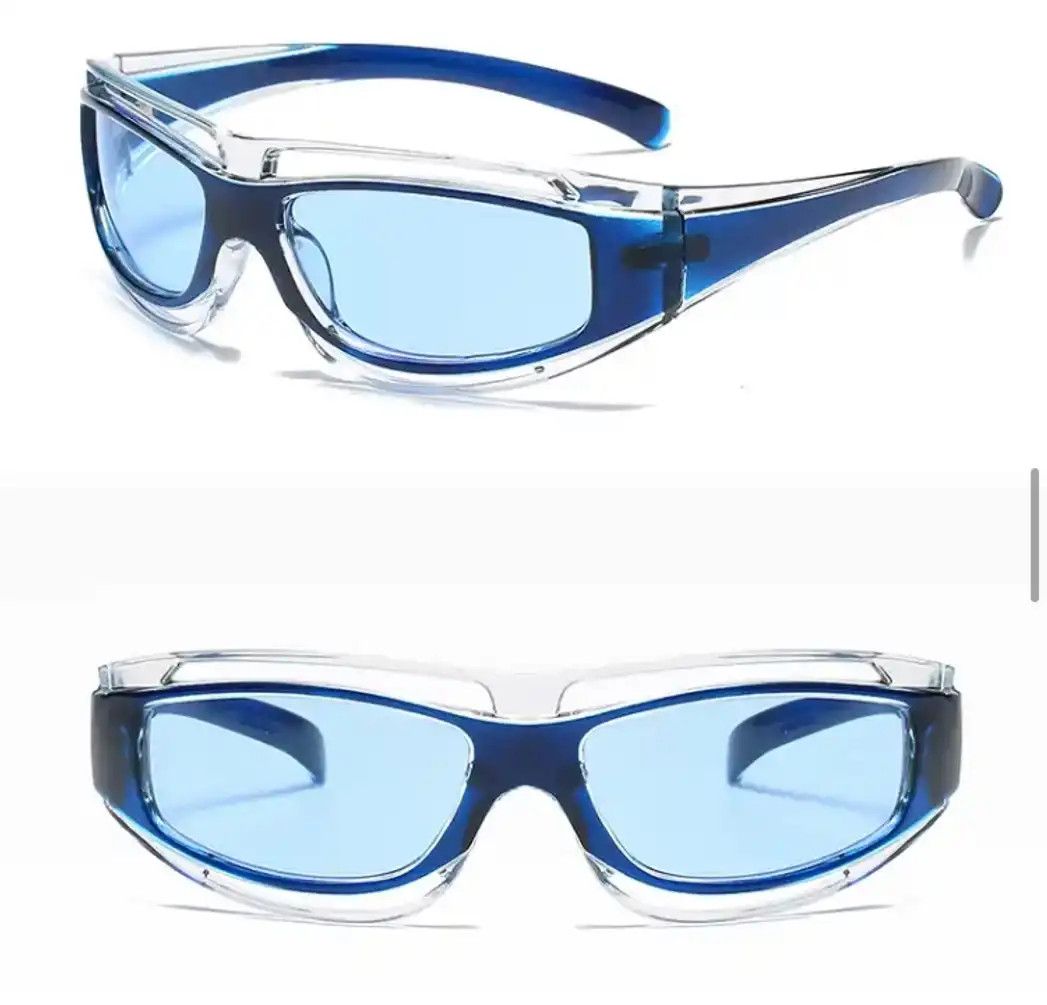 Jewelry Blue Lense Cateye Glasses Punk Style Sunglasses Size ONE SIZE - 2 Thumbnail