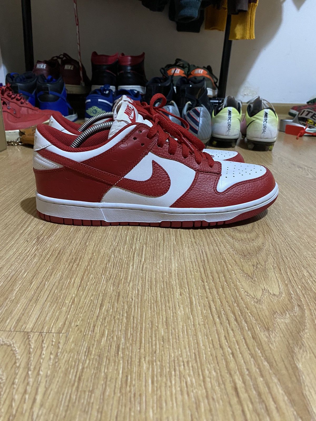 image of Nike Dunk Low White Varsity Red 2010 St Johns Shoes in Red/White, Men's (Size 11.5)