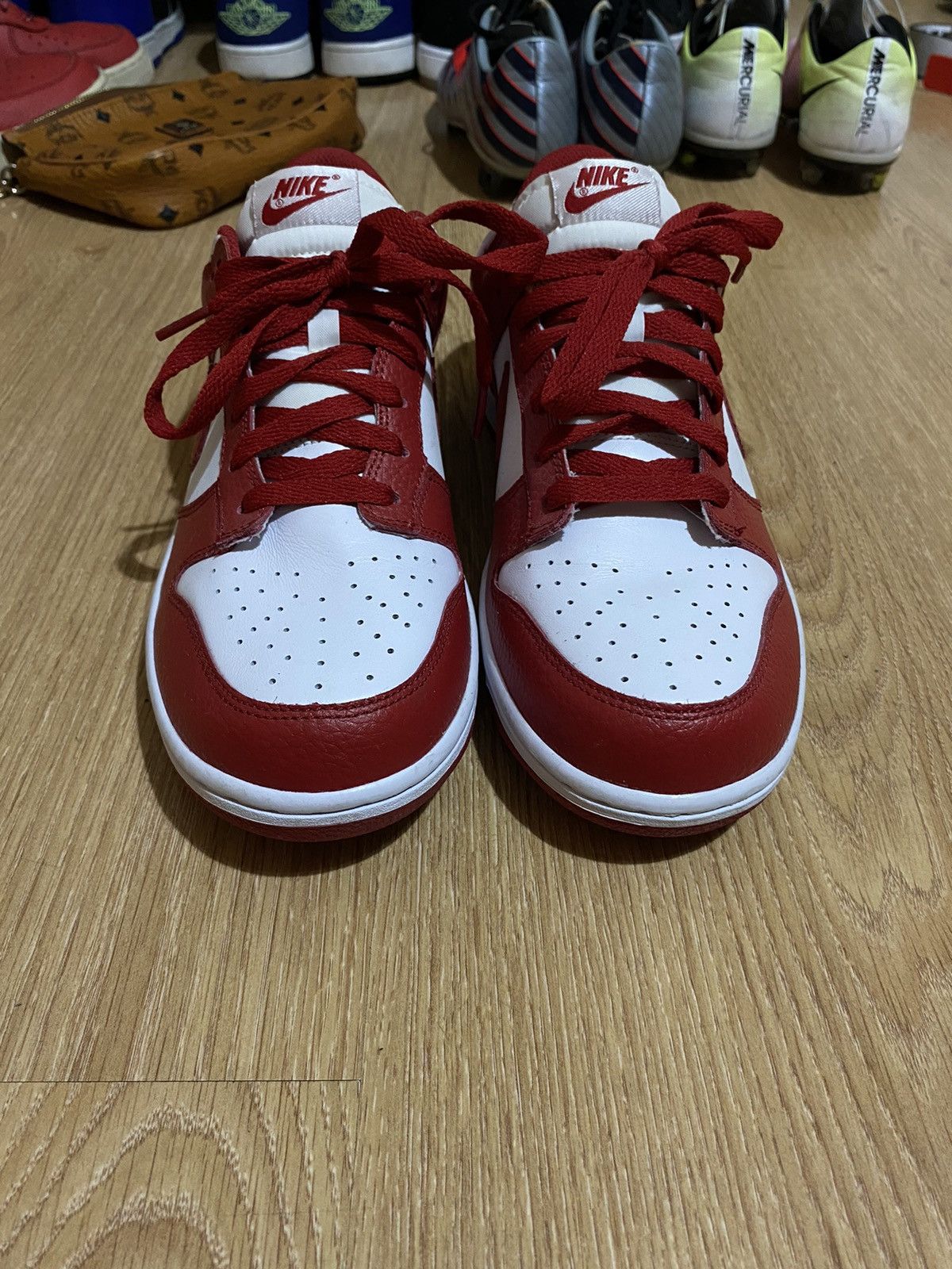 Nike Nike Dunk Low White Varsity Red 2010 St Johns Size US 11.5 / EU 44-45 - 2 Thumbnail