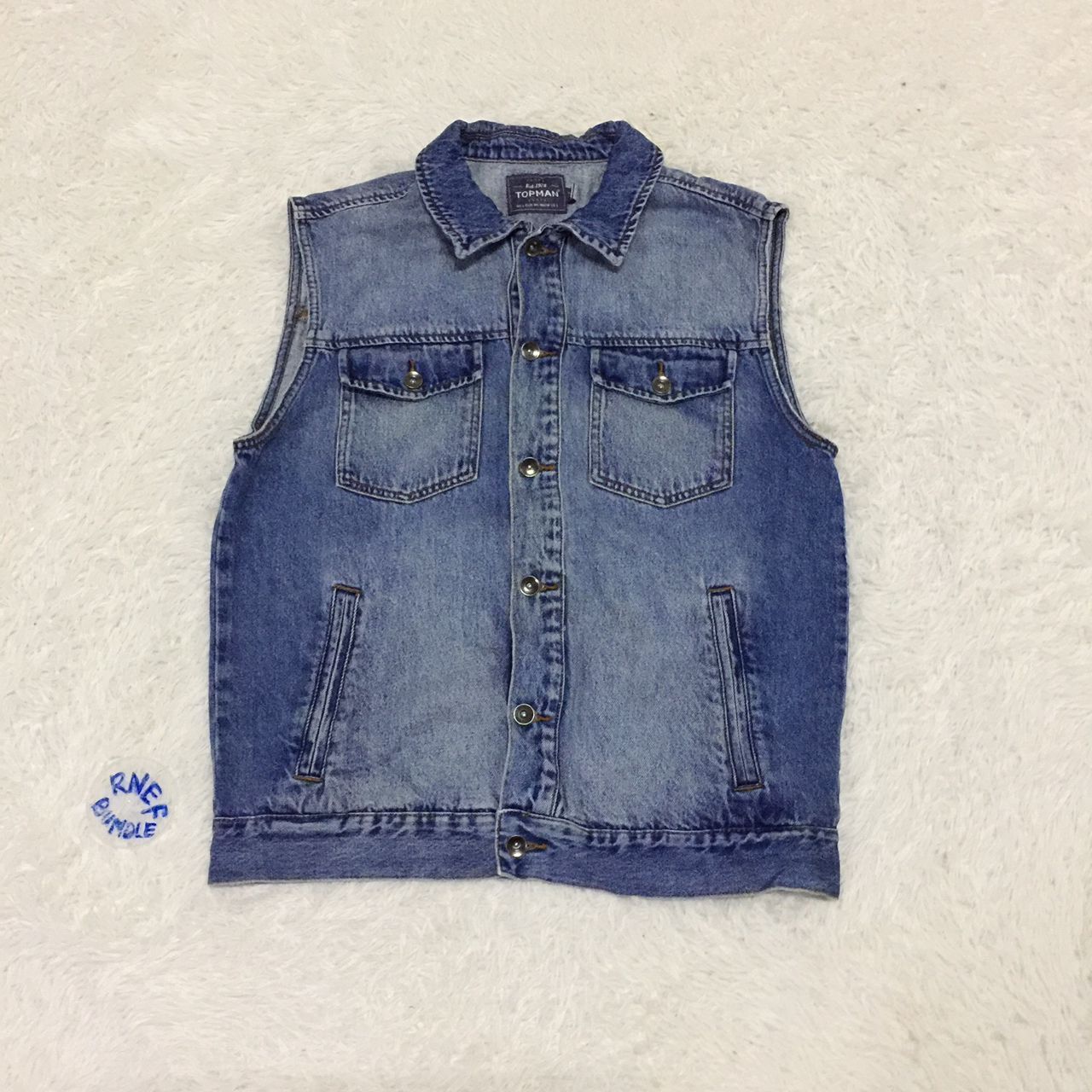 image of Topman Denim Vest, Men's (Size Large)