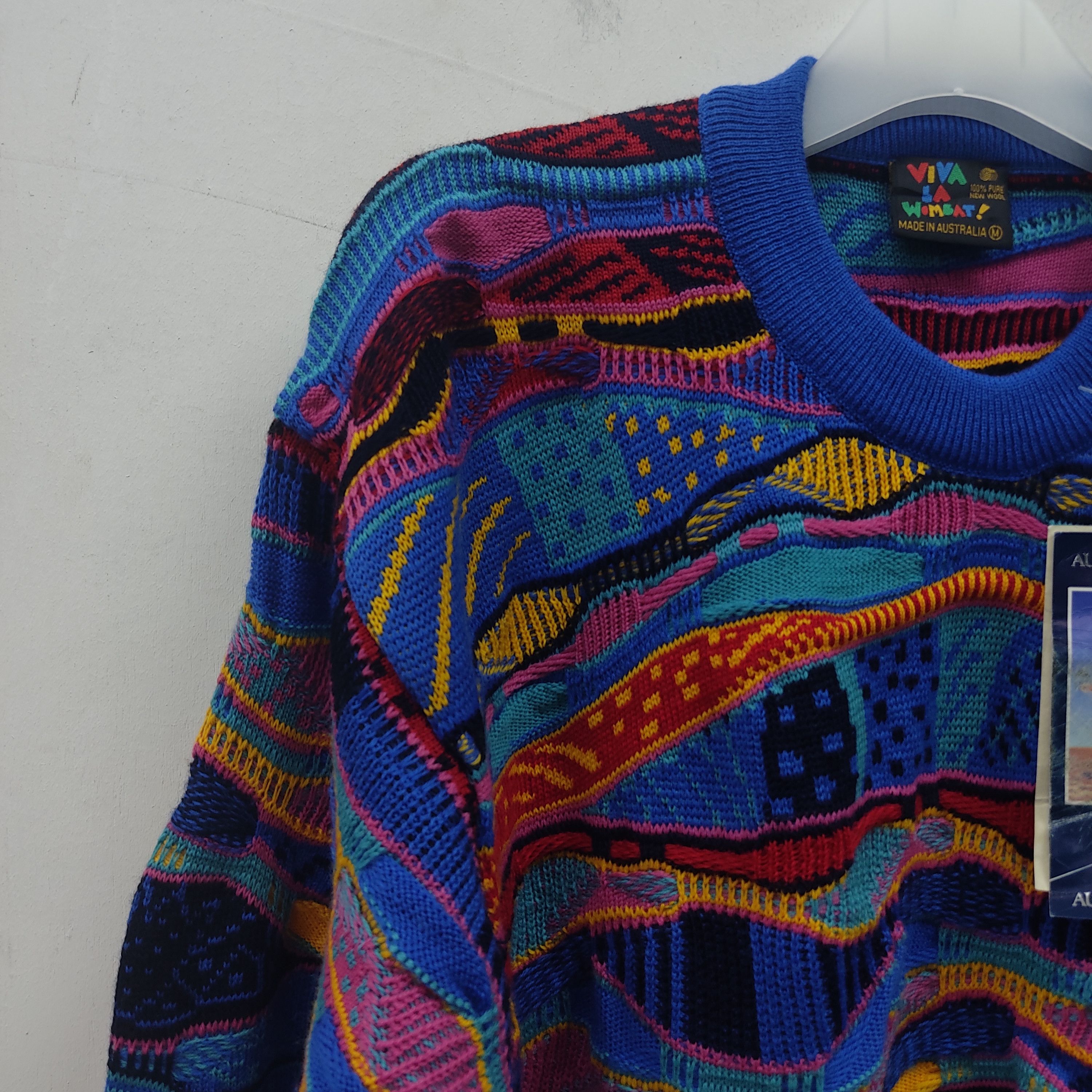 Vintage Vintage Viva La Vombat Multicolour Blue Knitwear Sweater Size US M / EU 48-50 / 2 - 4 Thumbnail