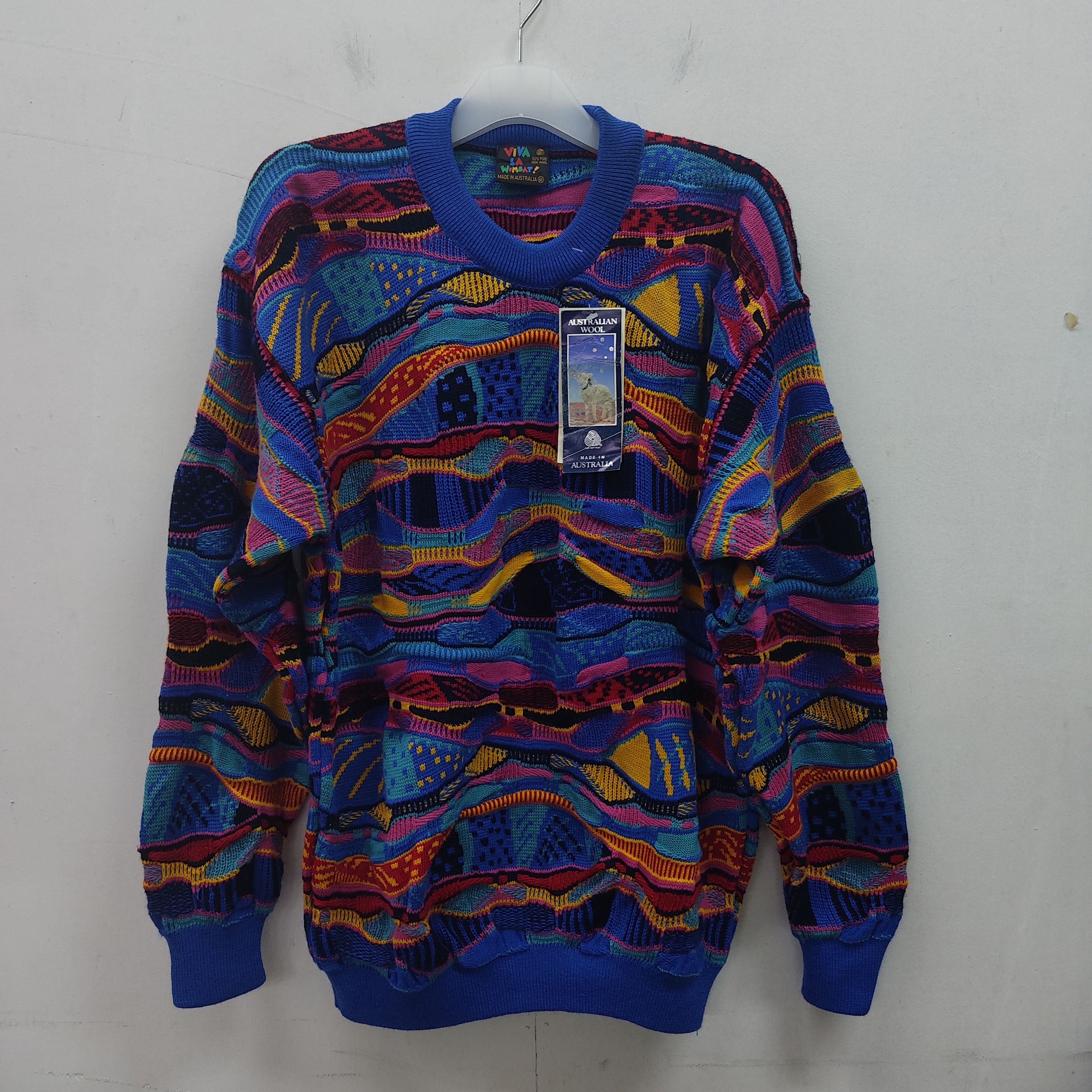 Vintage Vintage Viva La Vombat Multicolour Blue Knitwear Sweater Size US M / EU 48-50 / 2 - 1 Thumbnail