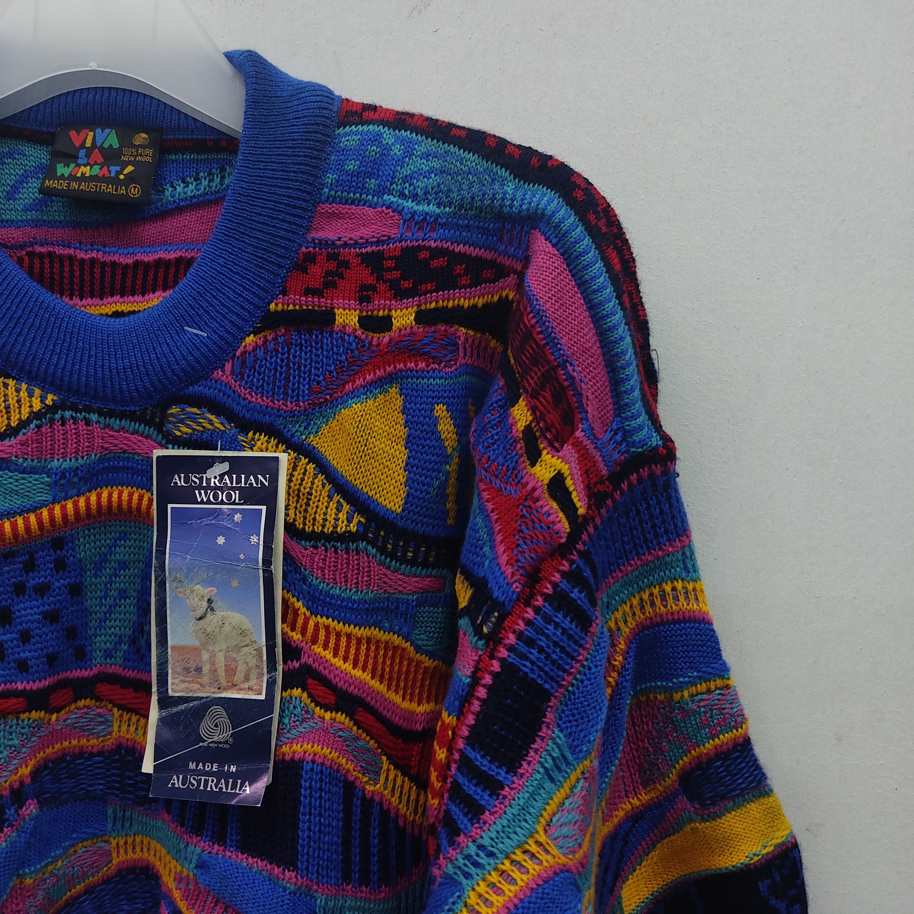 Vintage Vintage Viva La Vombat Multicolour Blue Knitwear Sweater Size US M / EU 48-50 / 2 - 5 Thumbnail
