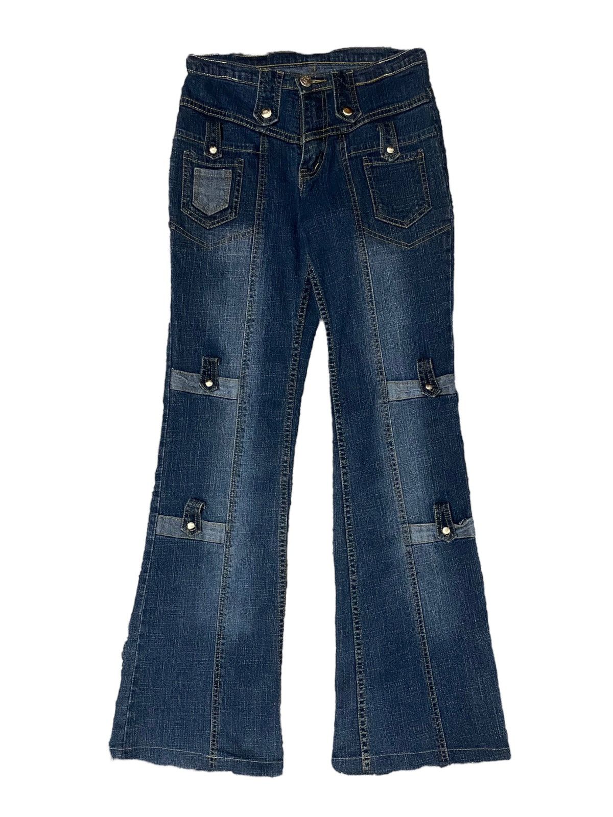 Flare Japan Classic Jean Design Rivet Button Knee Pocket