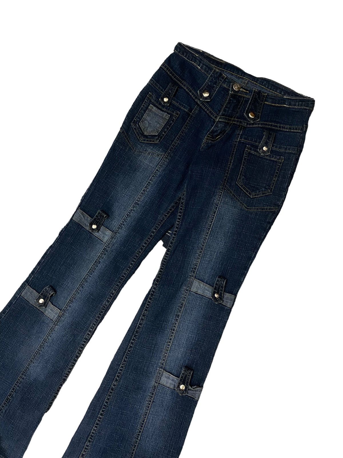 Flare Japan Classic Jean Design Rivet Button Knee Pocket